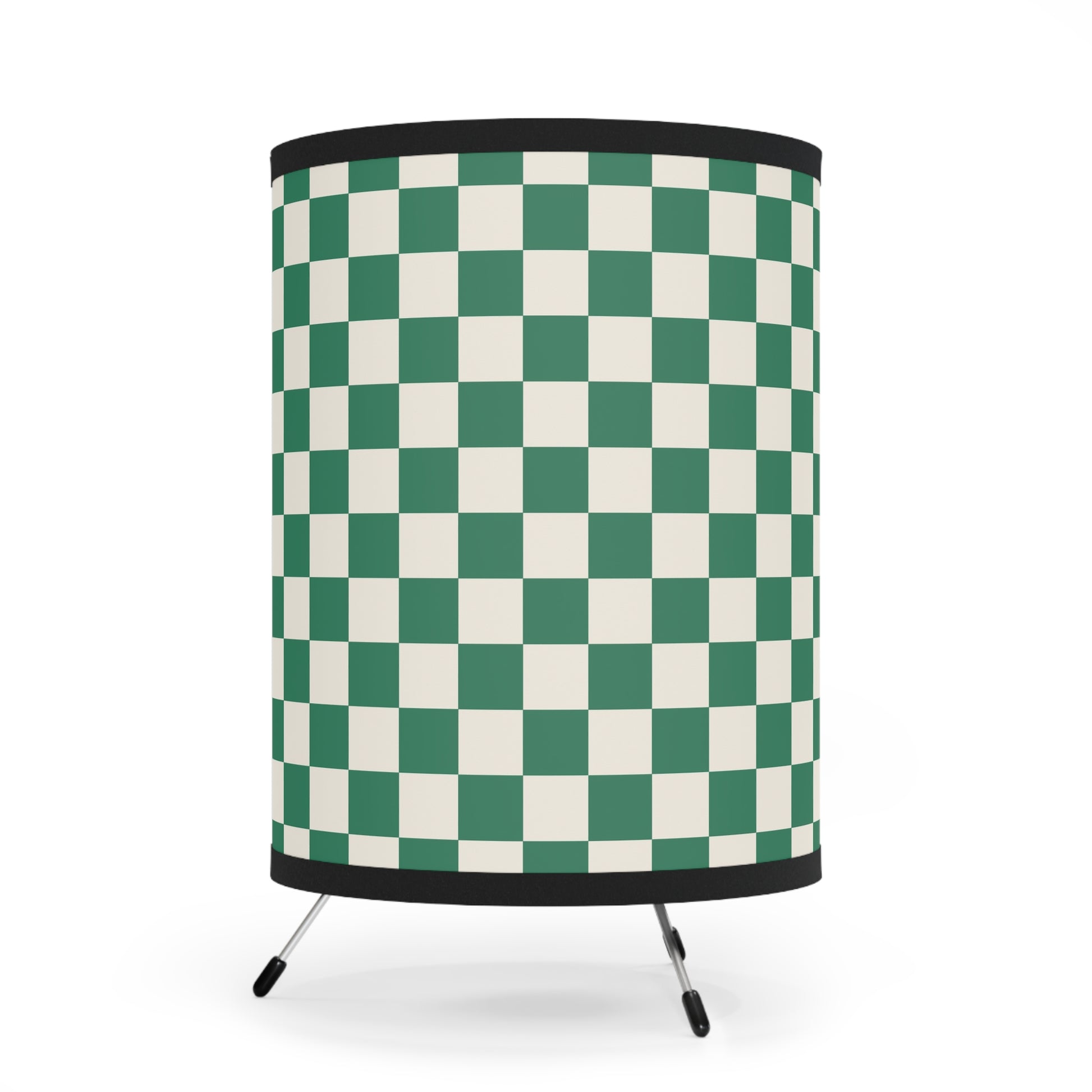 Checkerboard Dark Green Tripod Lamp with High-Res Printed Shade, US\CA plug, Artsulli - Art is Long, Life is Short, Home Decor, , , , , , , 