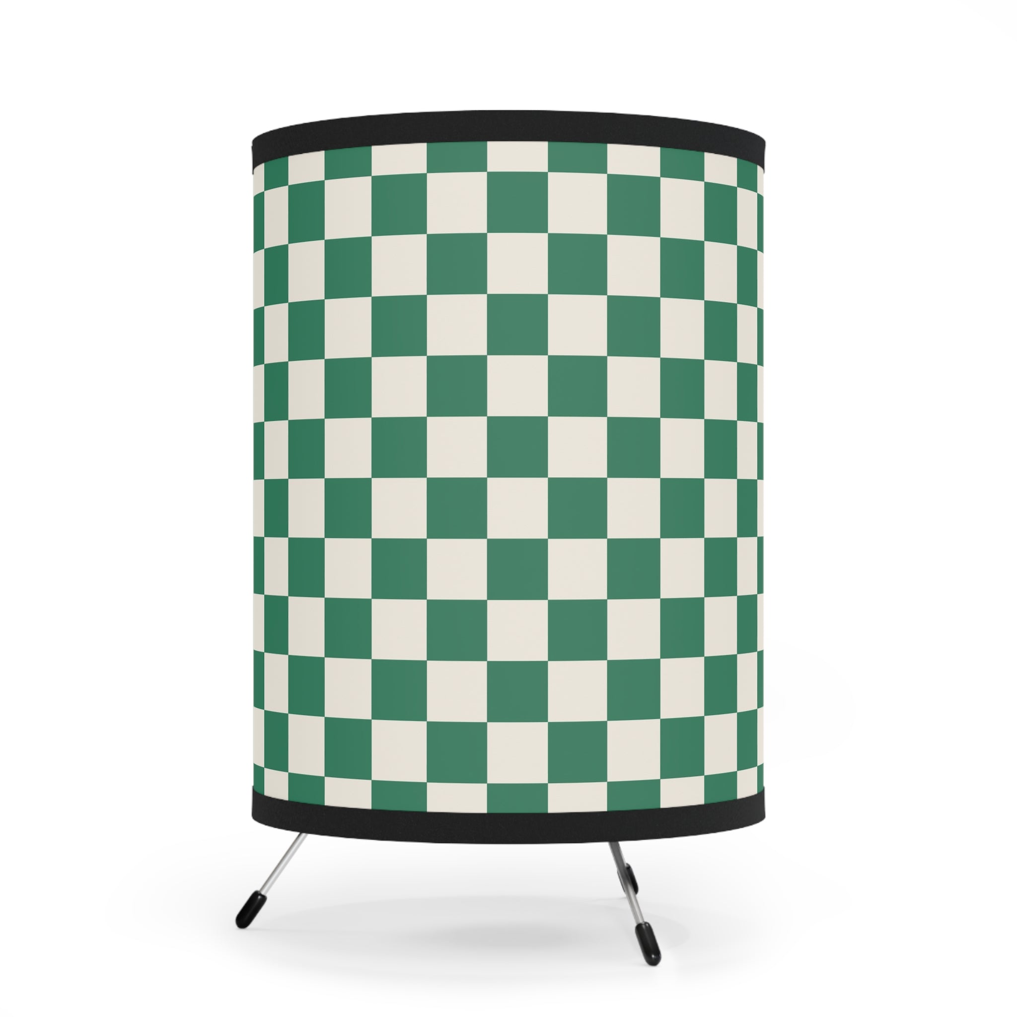 Checkerboard Dark Green Tripod Lamp with High-Res Printed Shade, US\CA plug, Artsulli - Art is Long, Life is Short, Home Decor, , , , , , , 