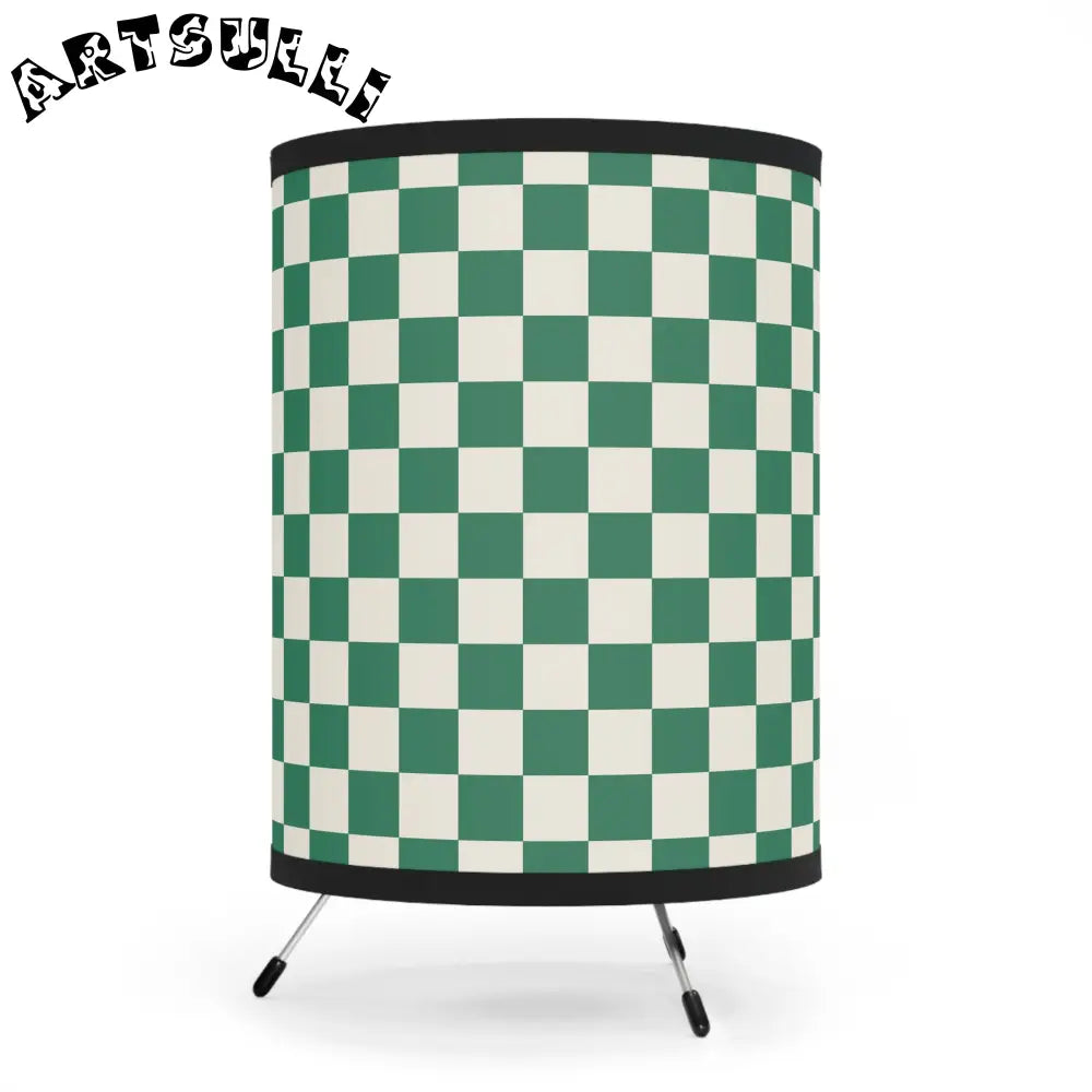 JAKKOUTTHEBXX Checkerboard Dark Green Tripod Lamp with High-Res