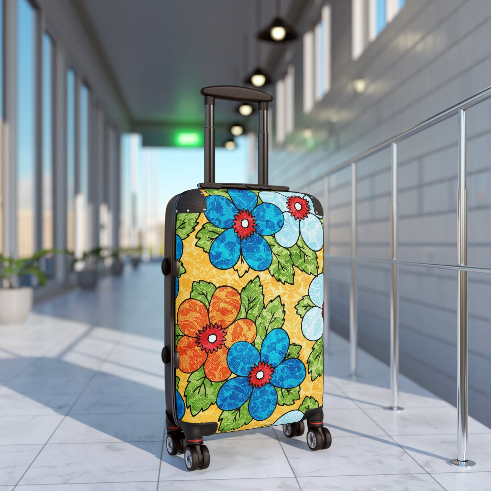 Groovy Yellow Floral Kl II Suitcase, Artsulli - Art is Long, Life is Short, Bags, , , , , , , 