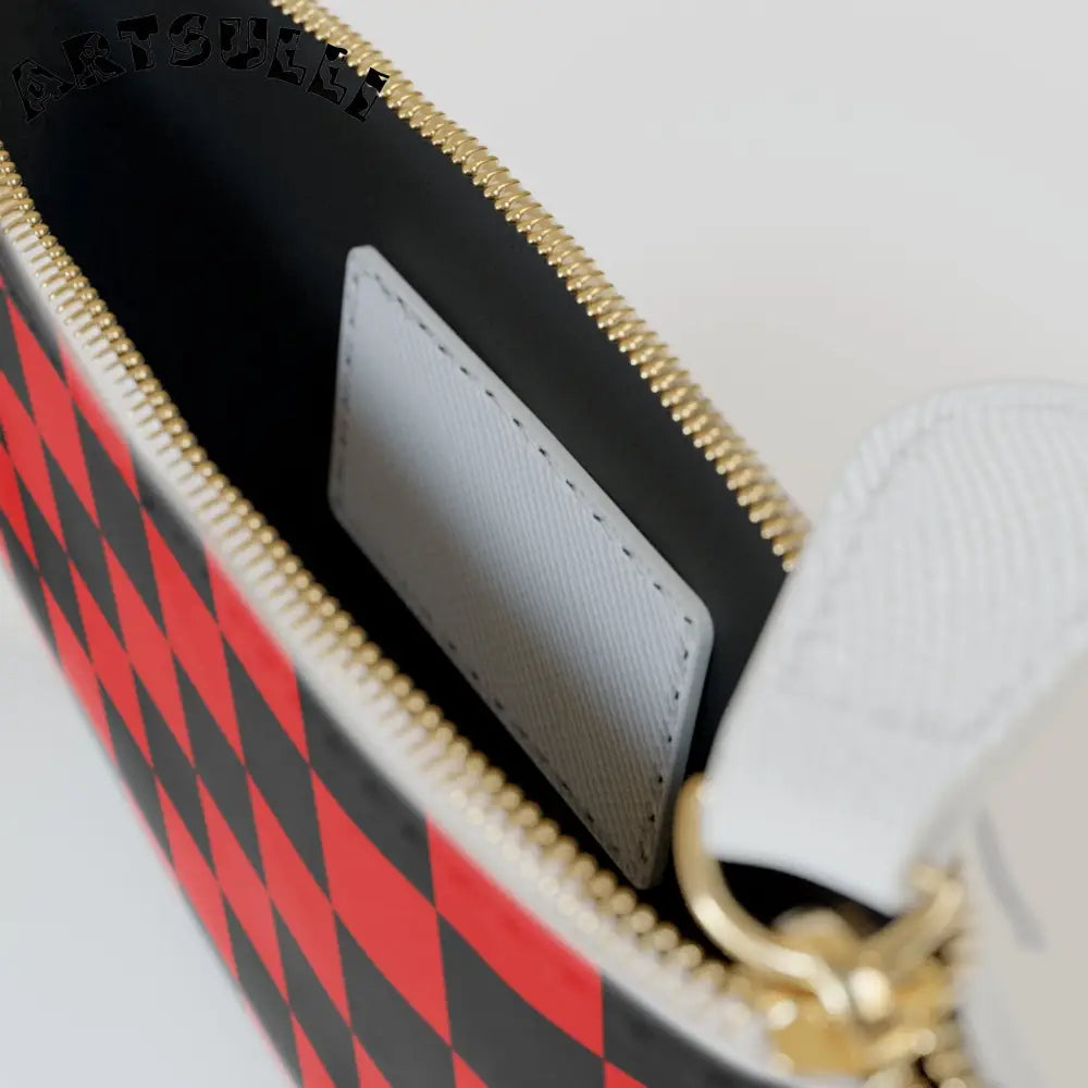 JAKKOUTTHEBXX Checkerboard Red and Black Mini Clutch Bag