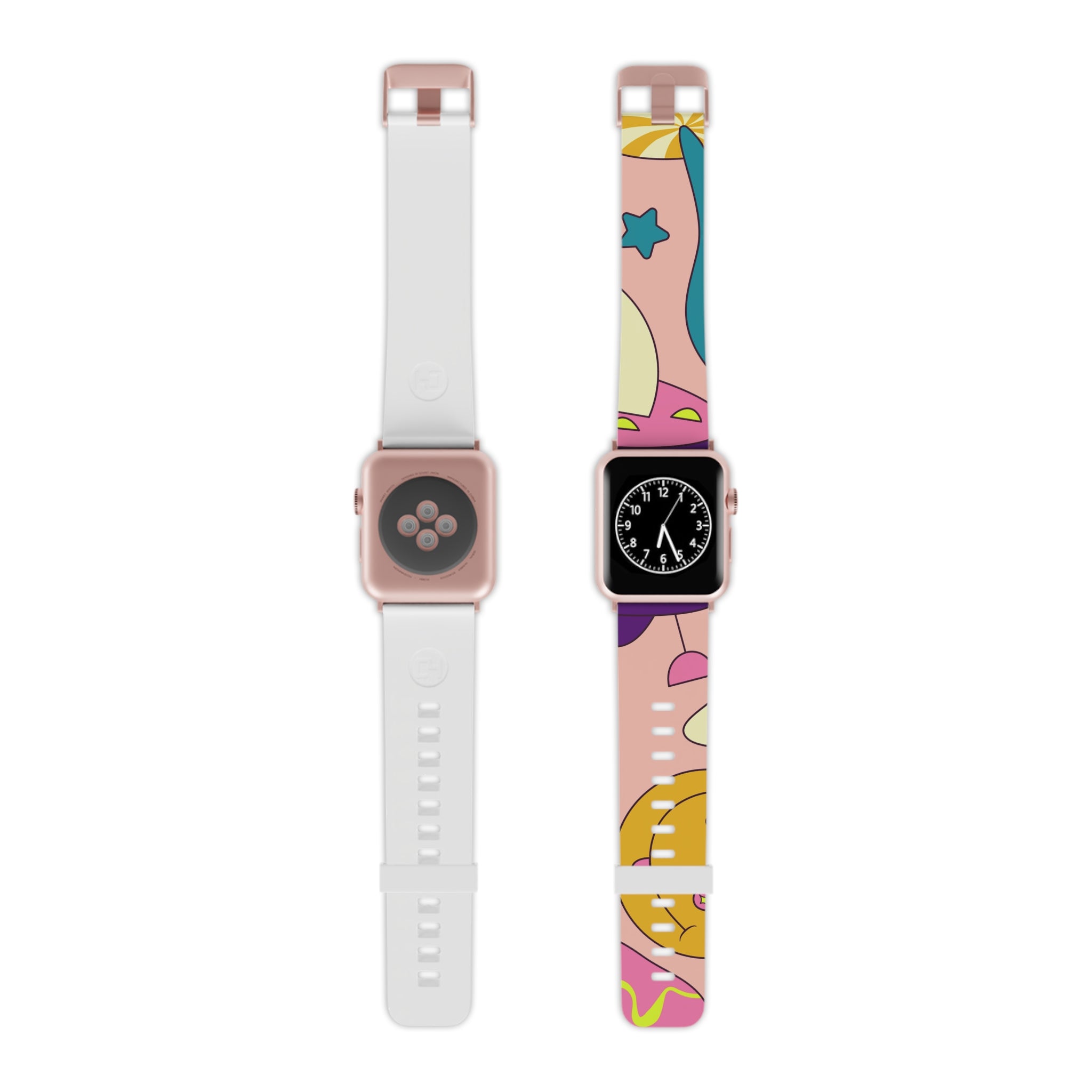 Trippy Spaceships Pink Watch Band for Apple Watch, Artsulli - Art is Long, Life is Short, Accessories, Size, 7.5'' × 0.75'' / 38 - 40 mm, Color, Rose Gold, , , 14078572737729