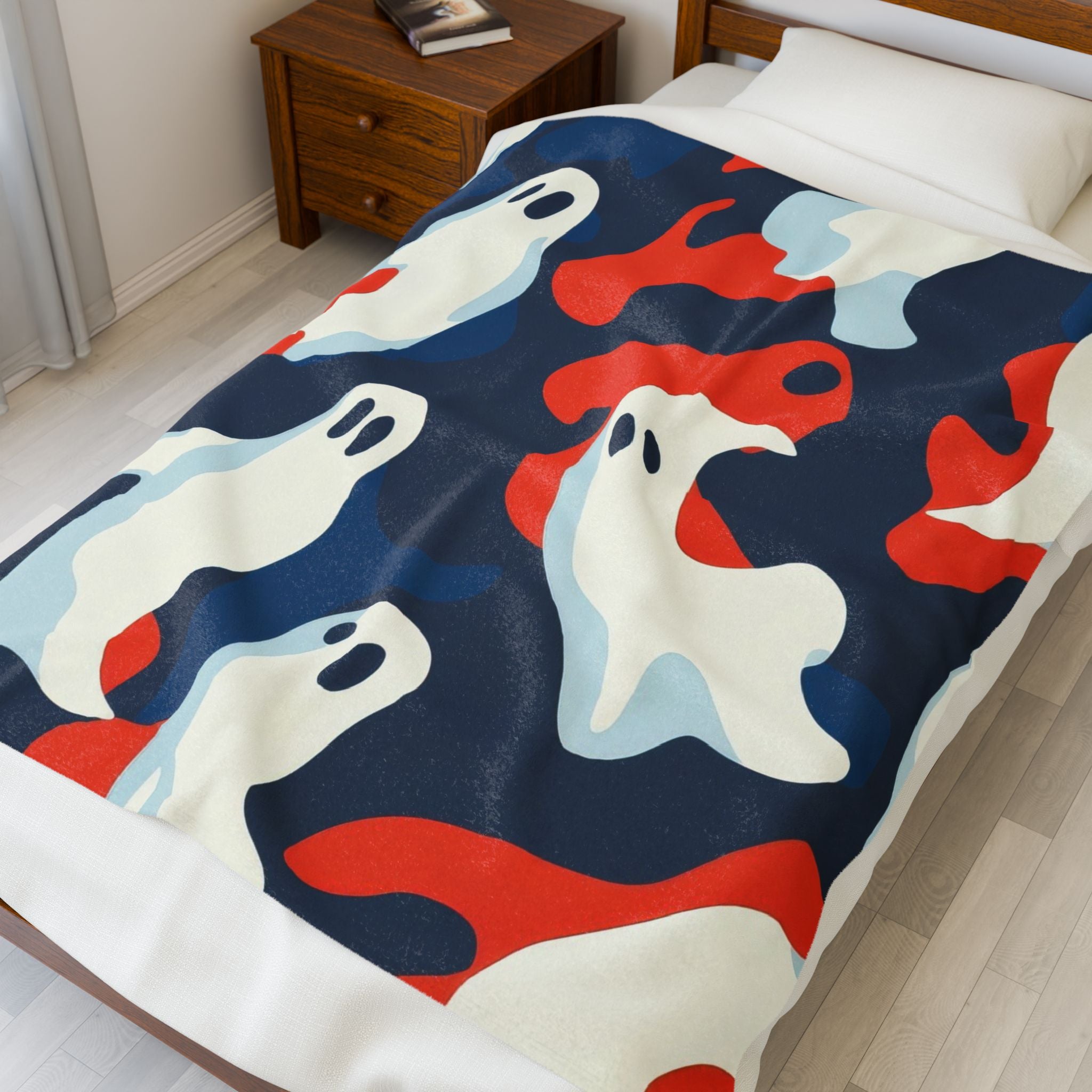 Camo Ghosts Velveteen Plush Blanket, Artsulli - Art is Long, Life is Short, All Over Prints, , , , , , , 
