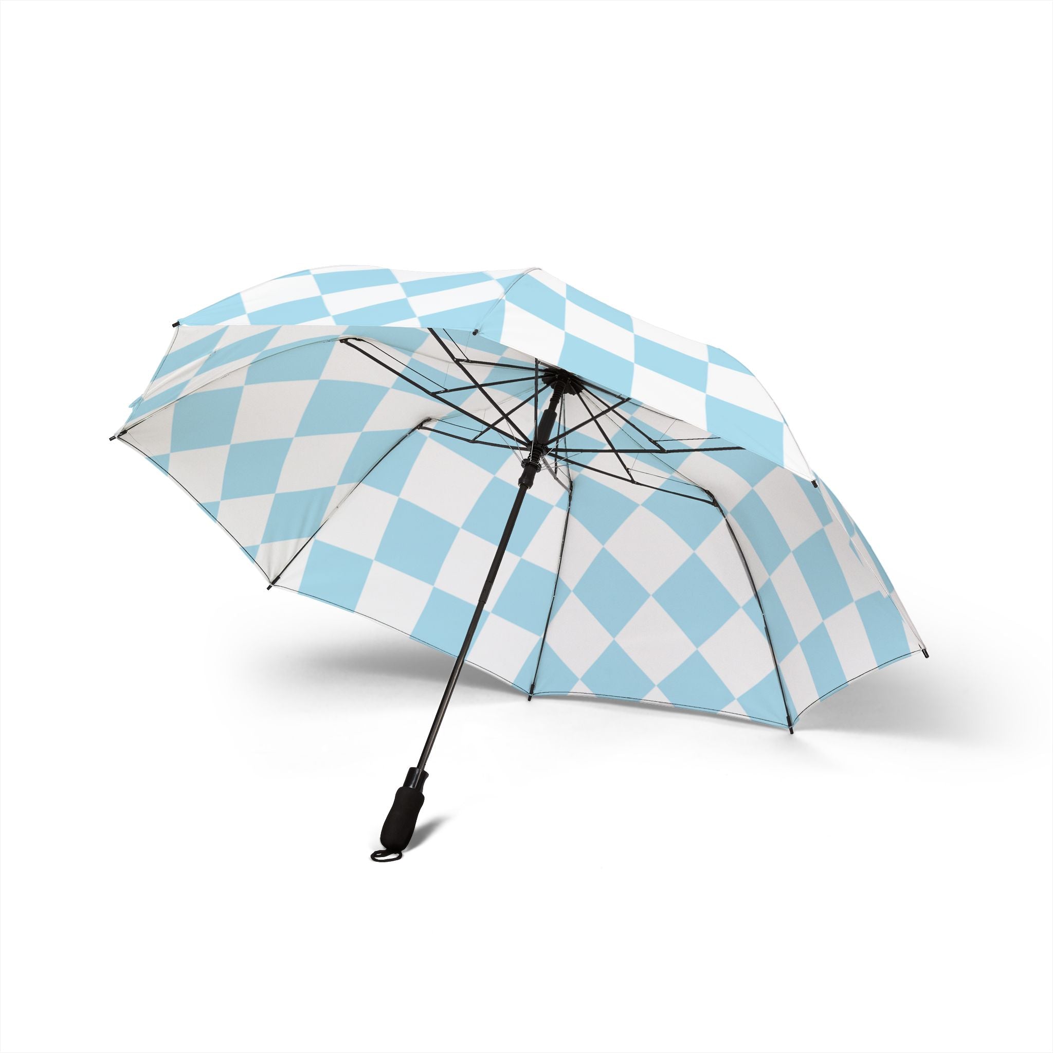 Checkerboard Sky Blue Semi-Automatic Foldable Umbrella, Artsulli - Art is Long, Life is Short, Accessories, , , , , , , 
