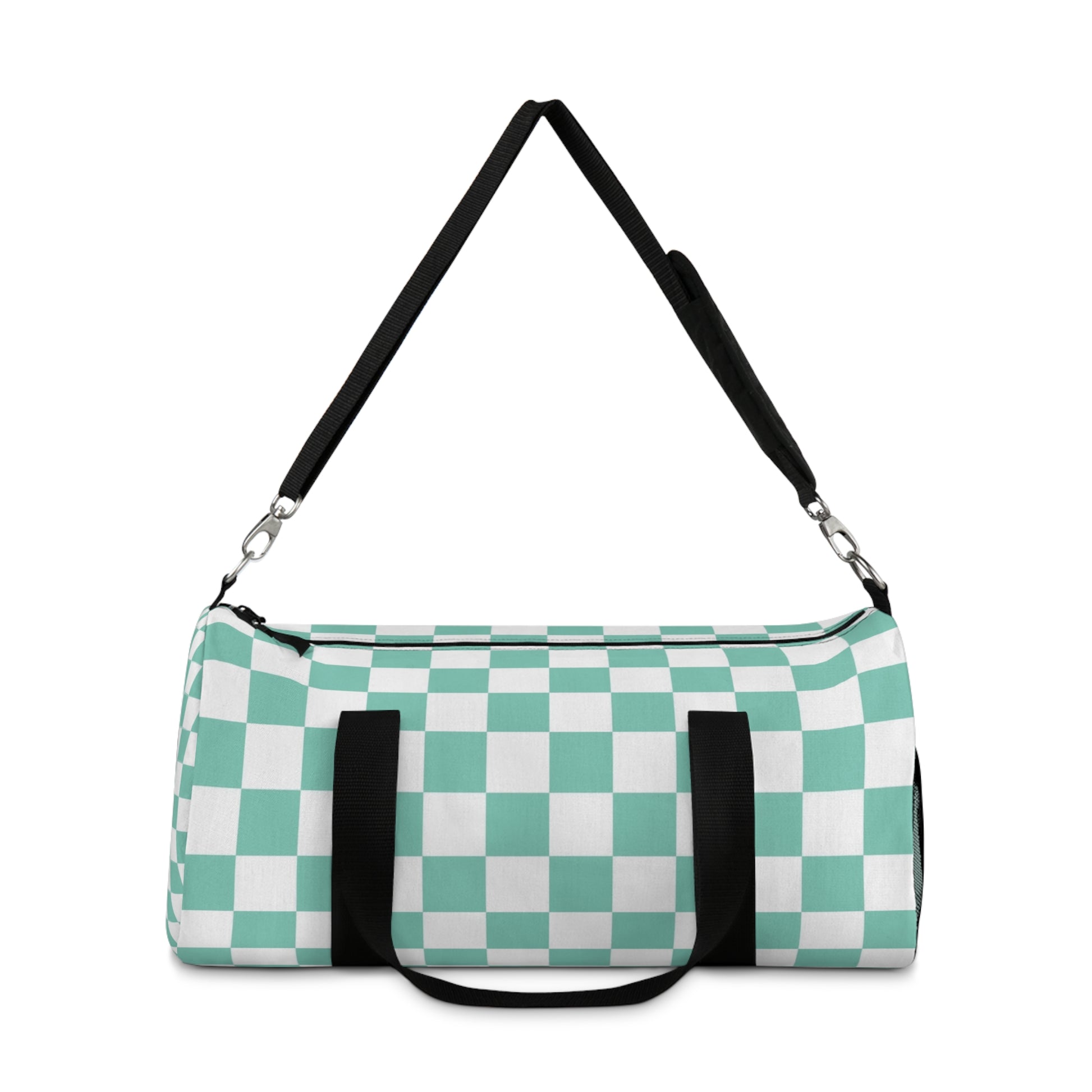 Checkerboard Light Green Duffel Bag, Artsulli - Art is Long, Life is Short, Bags, , , , , , , 