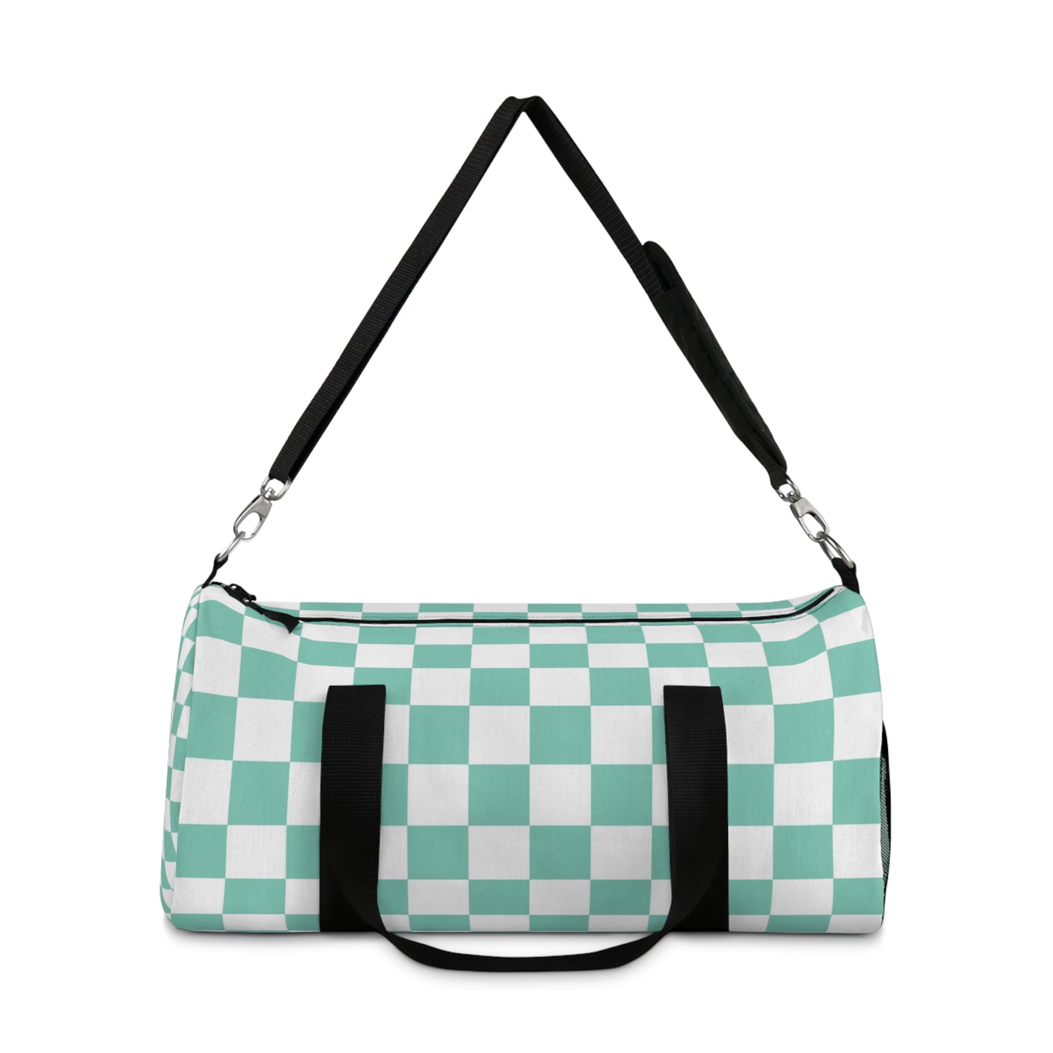 Checkerboard Light Green Duffel Bag, Artsulli - Art is Long, Life is Short, Bags, , , , , , , 