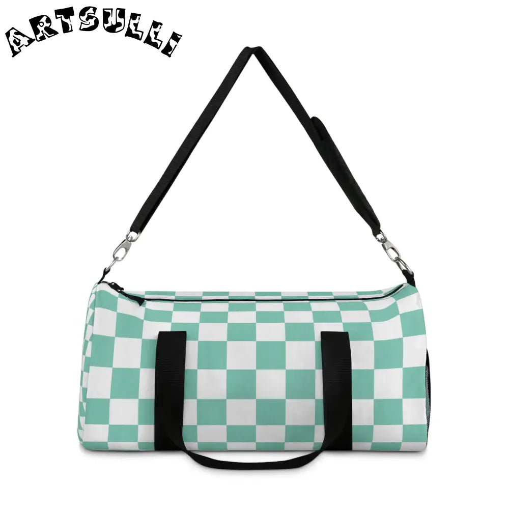 JAKKOUTTHEBXX Checkerboard Light Green Duffel Bag JAKKOUTTHEBXX