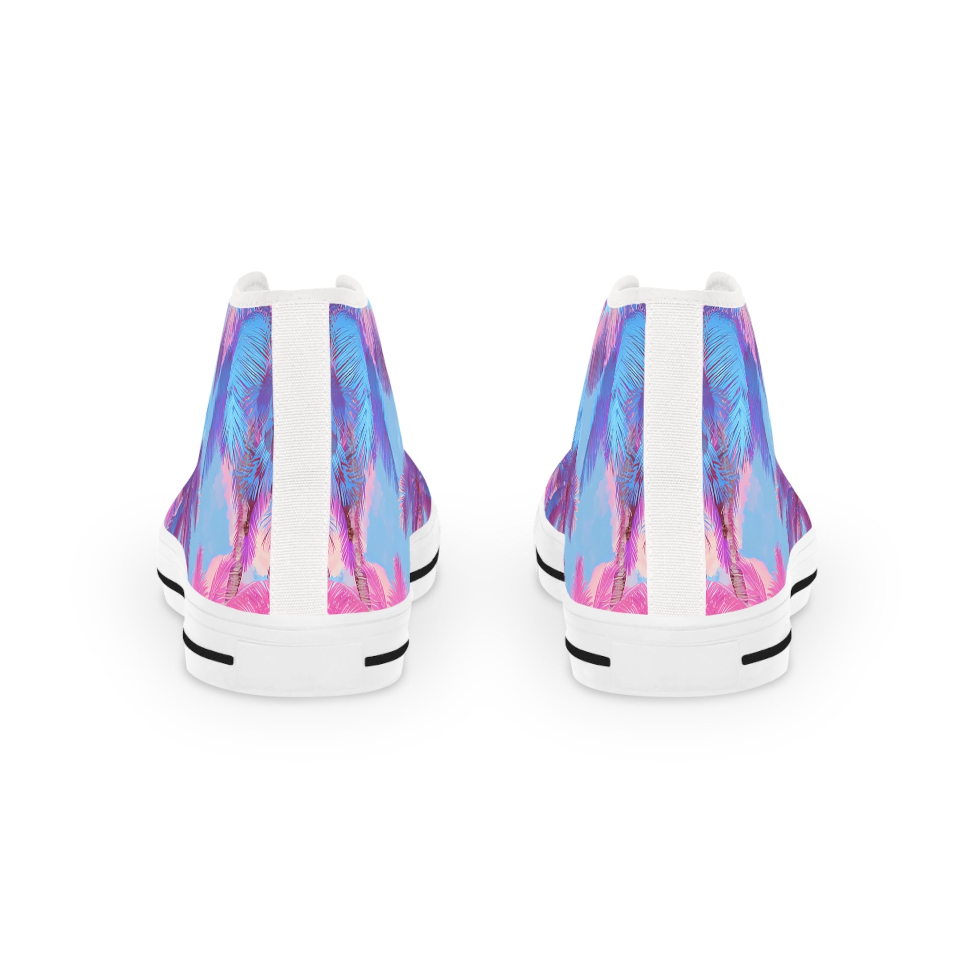 Ethereal Pastel Palms II Blue and Pink Men's High Top Sneakers, Artsulli - Art is Long, Life is Short, Shoes, , , , , , , 