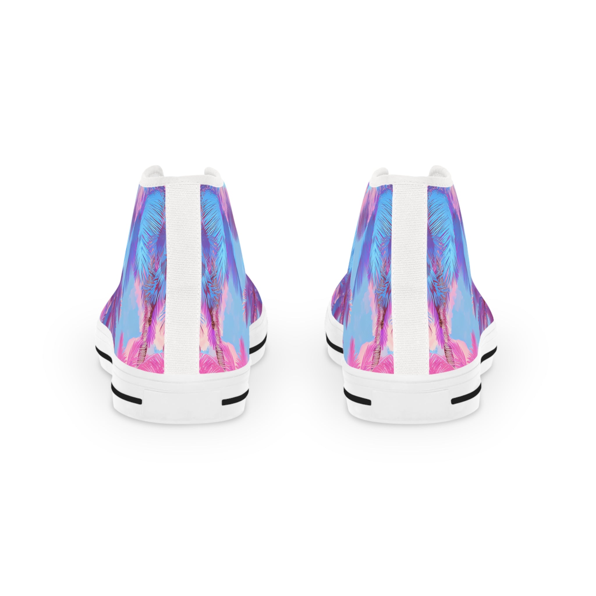 Ethereal Pastel Palms II Blue and Pink Men's High Top Sneakers, Artsulli - Art is Long, Life is Short, Shoes, , , , , , , 