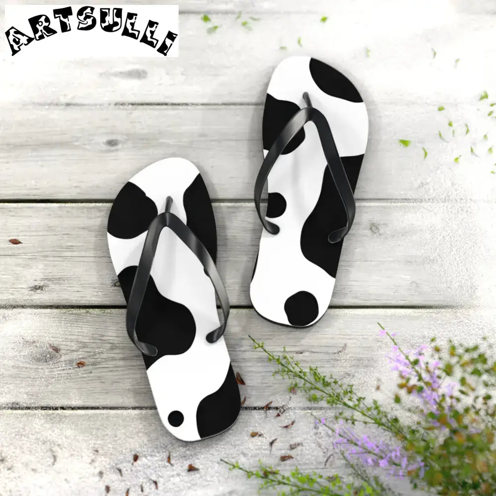 JAKKOUTTHEBXX Cow Print Illustration Printed Flip Flops 2025