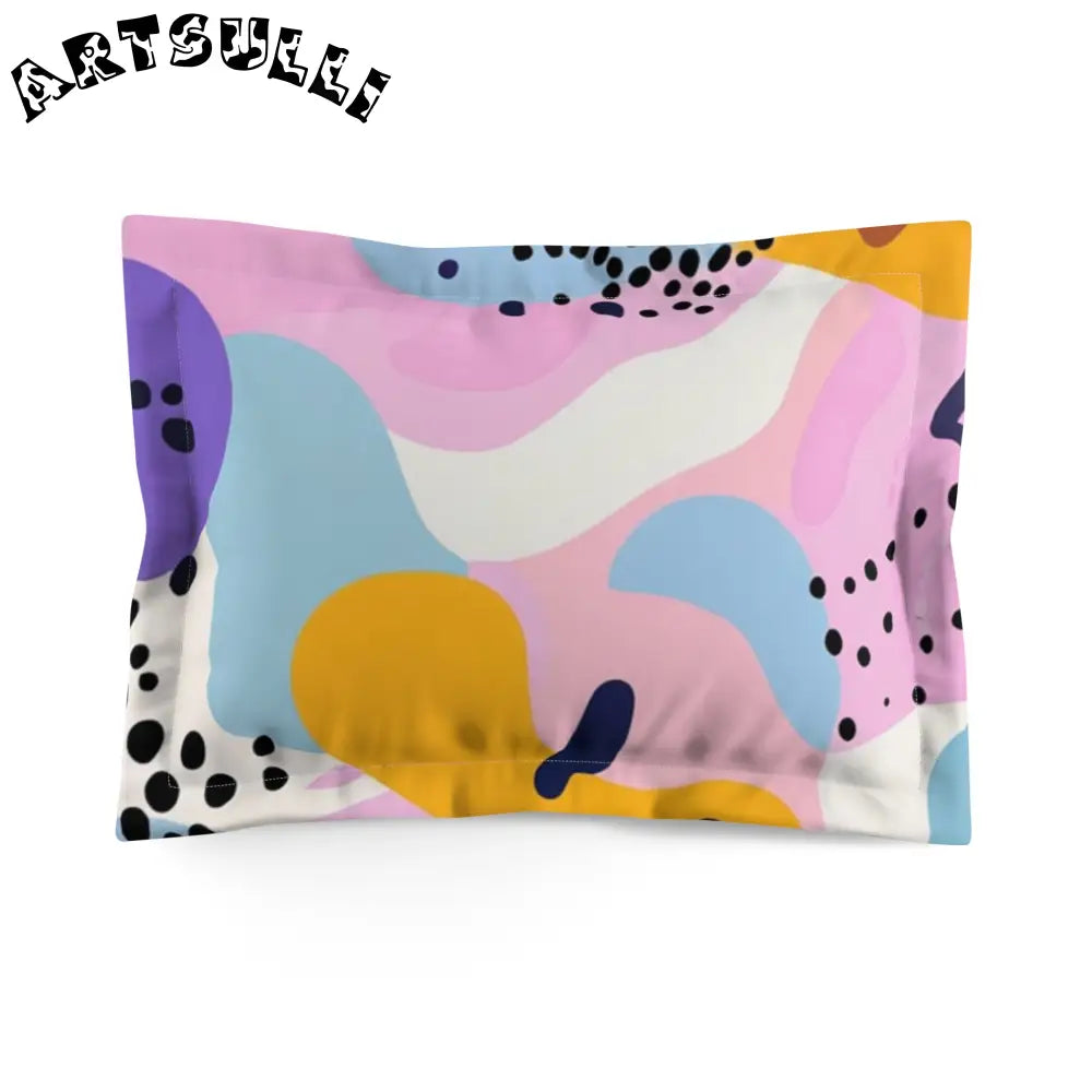 JAKKOUTTHEBXX Colorful Abstract Dots and Shapes Microfiber Pillow