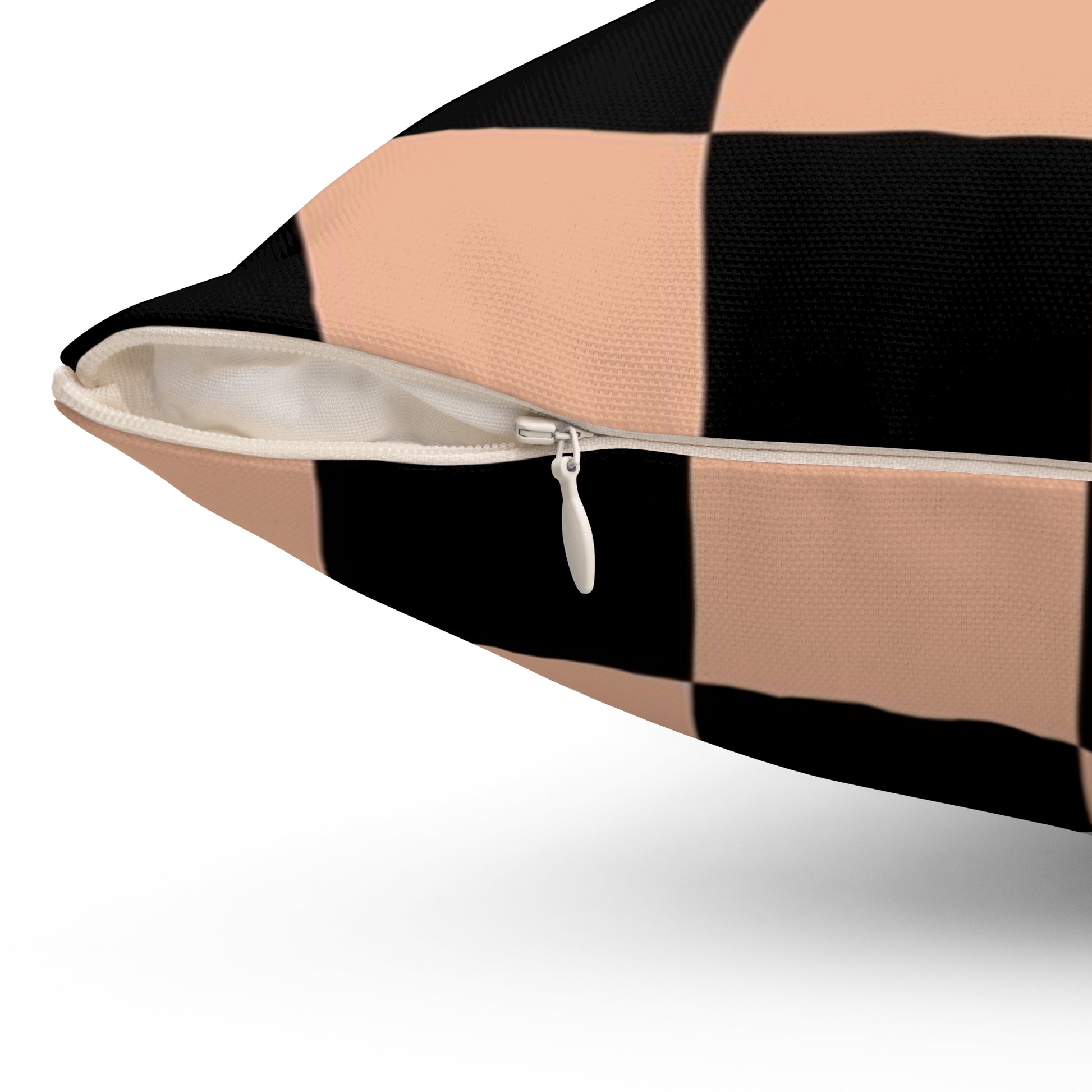 Checkerboard Soft Orange and Black Spun Polyester Square Pillow, Artsulli - Art is Long, Life is Short, Home Decor, , , , , , , 