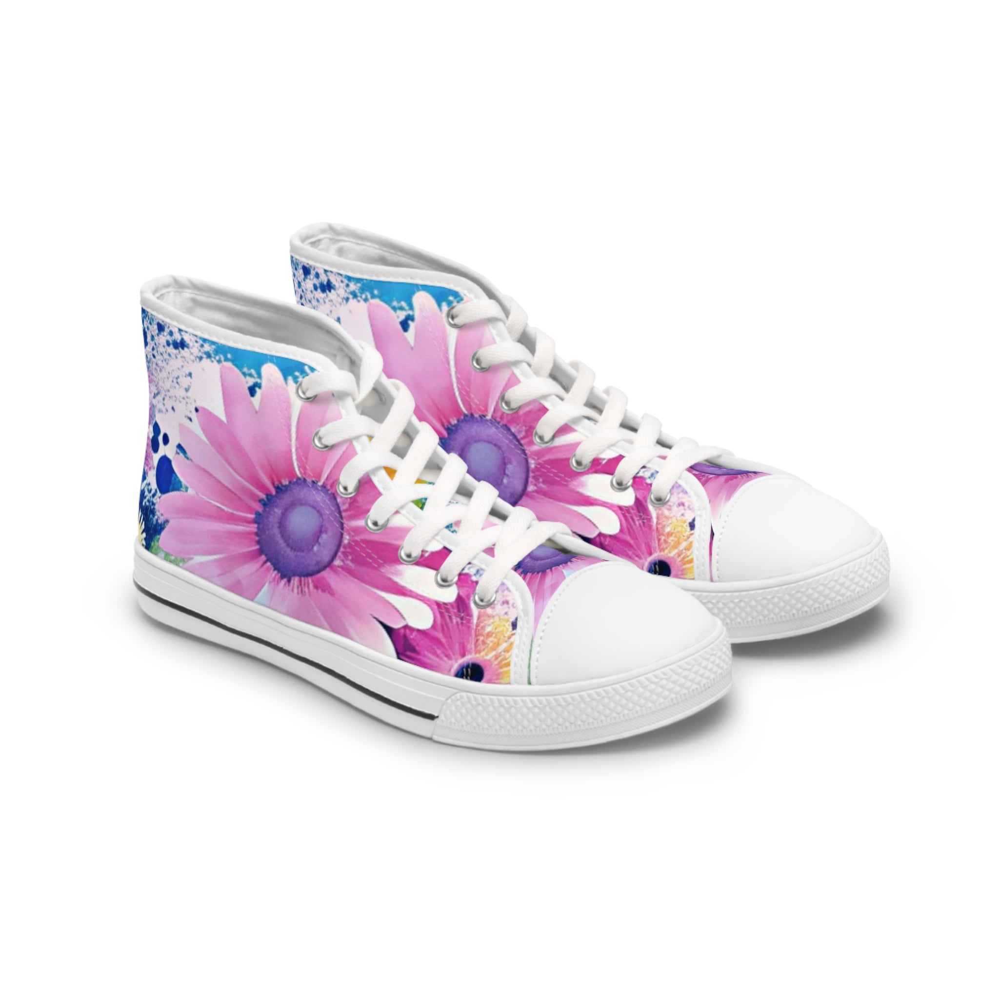 Magical Flower Explosion Multi-Color Women's High Top Sneakers, Artsulli - Art is Long, Life is Short, Shoes, Size, US 5.5, Color, White sole, , , 27991002252959996661