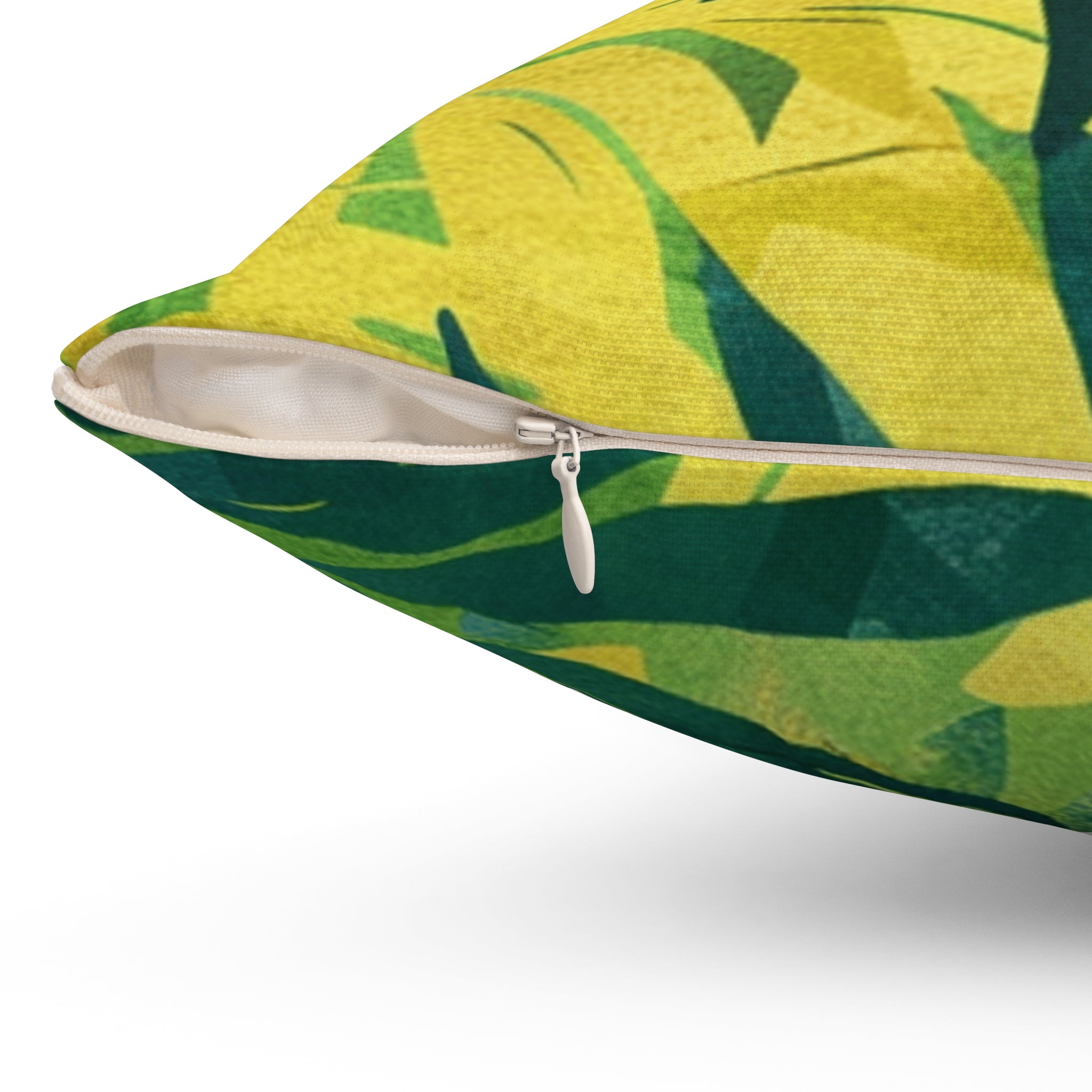 Green Leaf x Yellow Leaf x Tropical x Jungle Spun Polyester Square Pillow, Artsulli - Art is Long, Life is Short, Home Decor, , , , , , , 