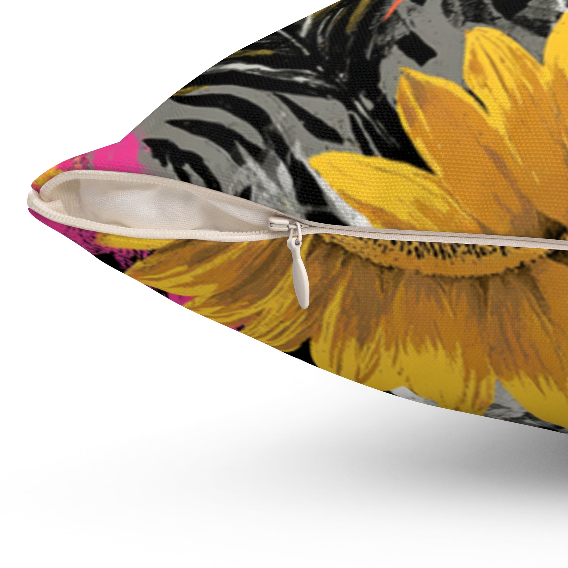 Sunflower Zebra Acid Trip Spun Polyester Square Pillow, Artsulli - Art is Long, Life is Short, Home Decor, , , , , , , 