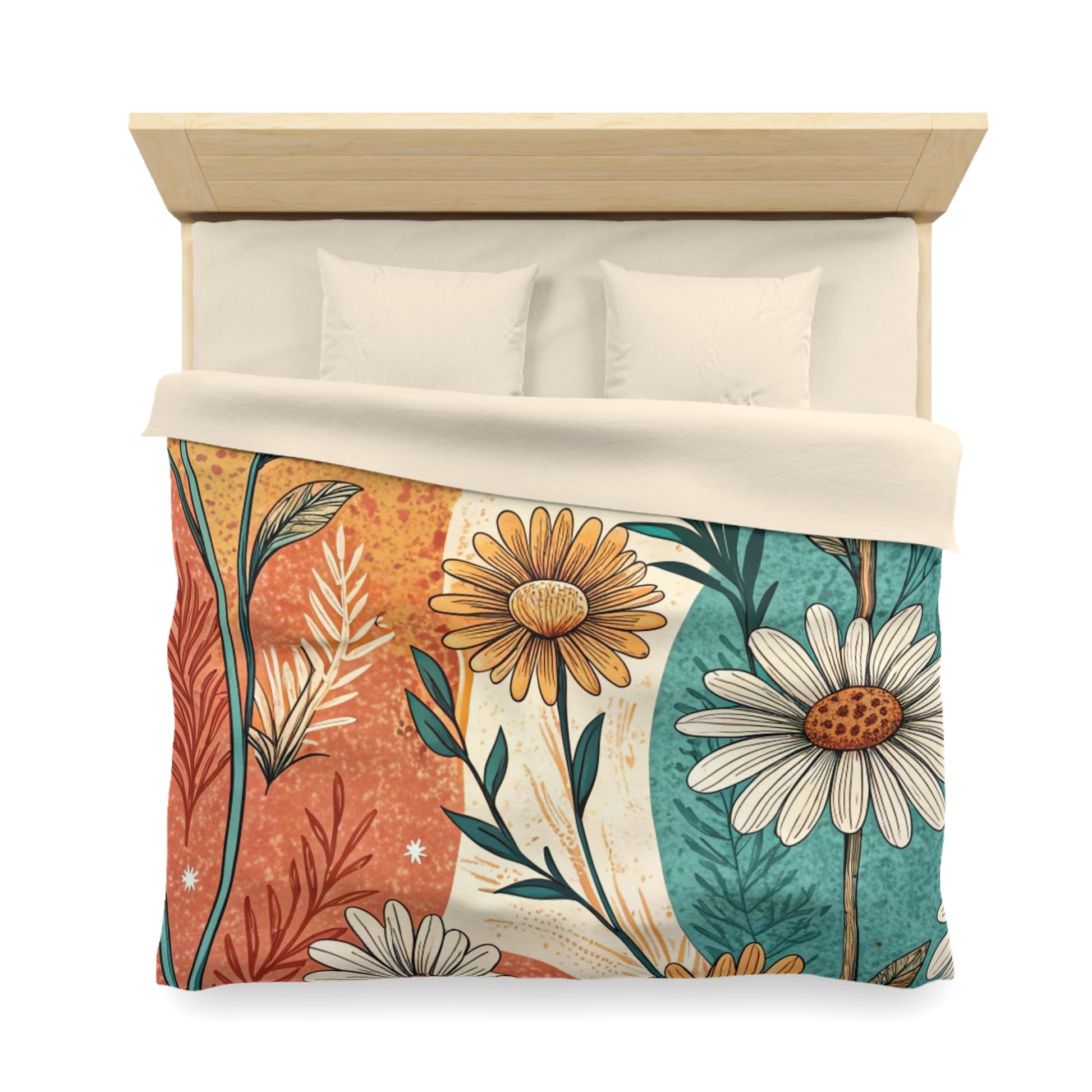 Retro Daisy Dream Microfiber Duvet Cover, Artsulli - Art is Long, Life is Short, Home Decor, , , , , , , 