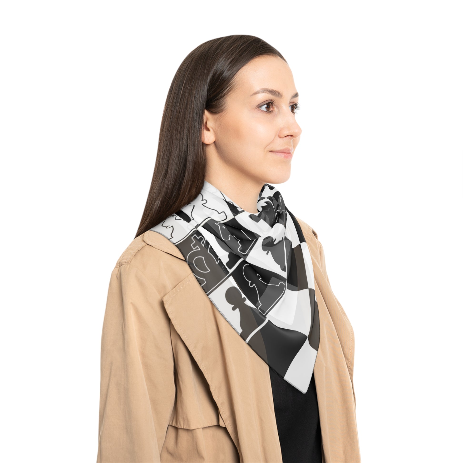 Chessboard Black and White Poly Scarf, Artsulli - Art is Long, Life is Short, Accessories, , , , , , , 