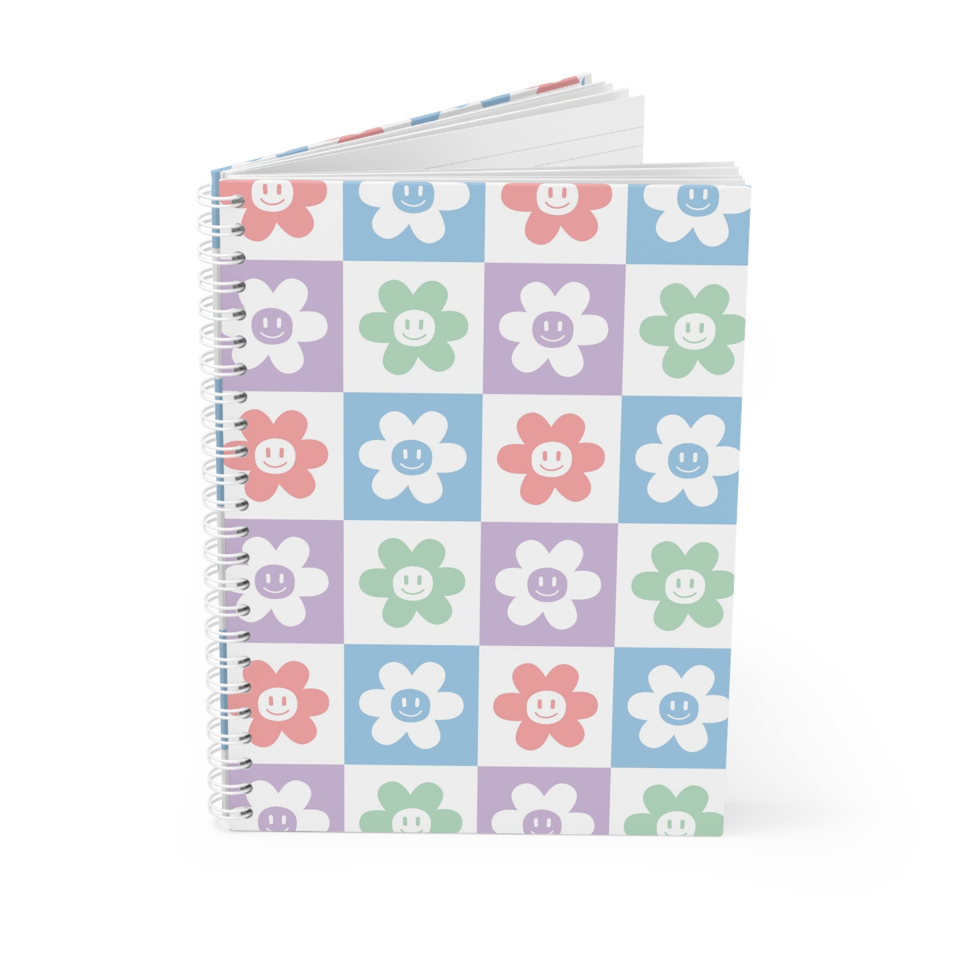 Chessboard x Smiley Face Flowers Multi-Color Spiral Notebook, Artsulli - Art is Long, Life is Short, Paper products, , , , , , , 