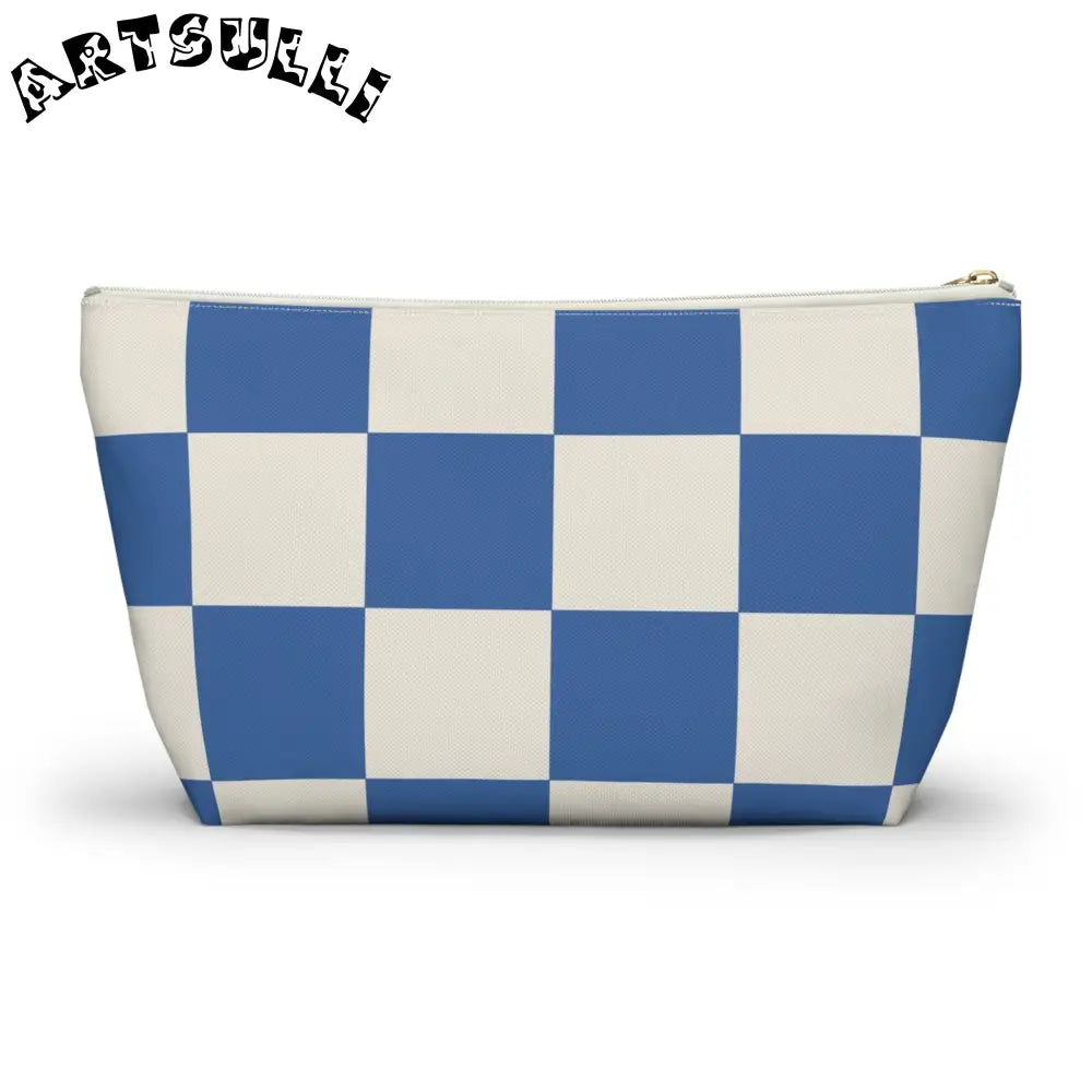 JAKKOUTTHEBXX Checkerboard Blue Accessory Pouch w T-bottom