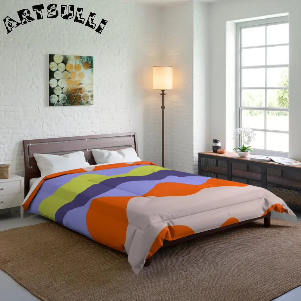 JAKKOUTTHEBXX Waves Red and Blue Comforter JAKKOUTTHEBXX Artsulli