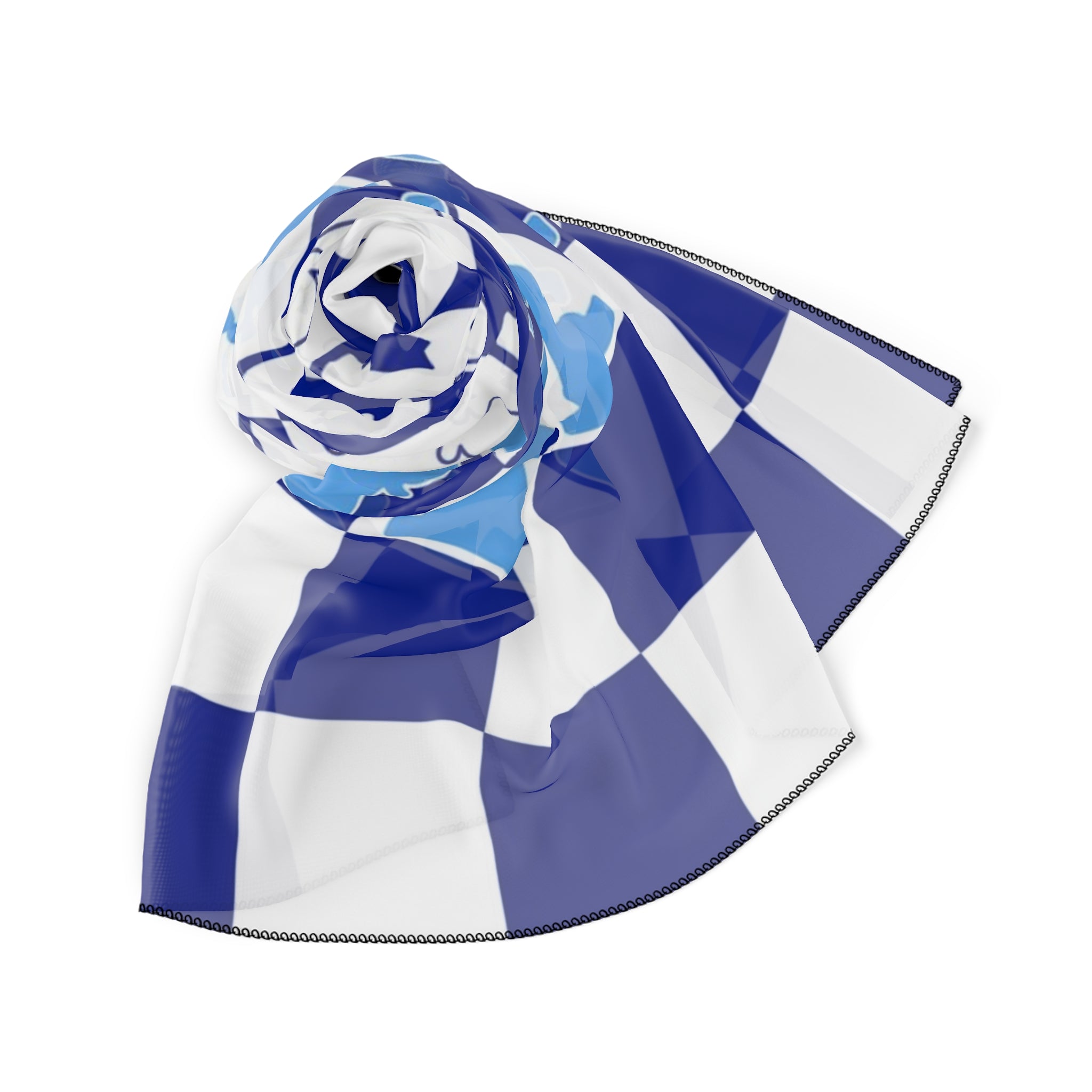 Chessboard Royal Blue & Navy Blue Poly Scarf, Artsulli - Art is Long, Life is Short, Accessories, , , , , , , 