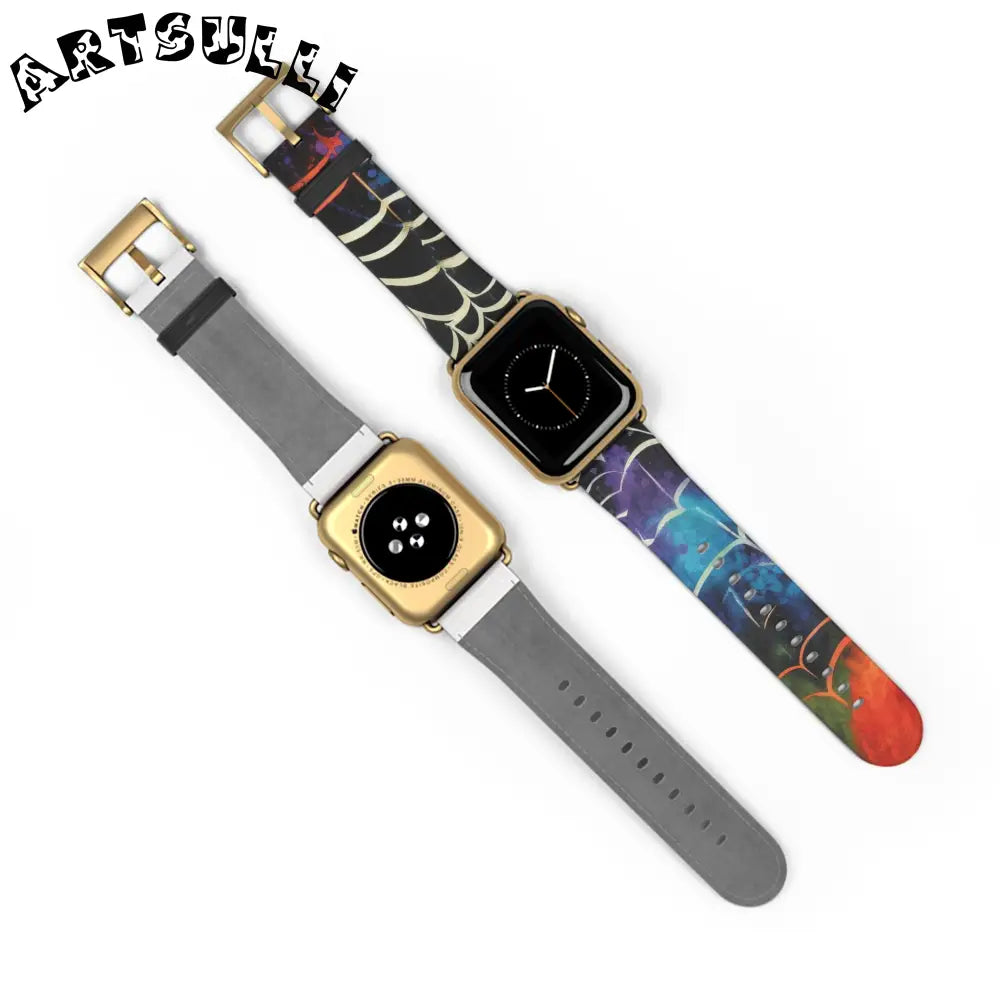JAKKOUTTHEBXX Colorful Spider Web Faux Leather Watch Band 2025