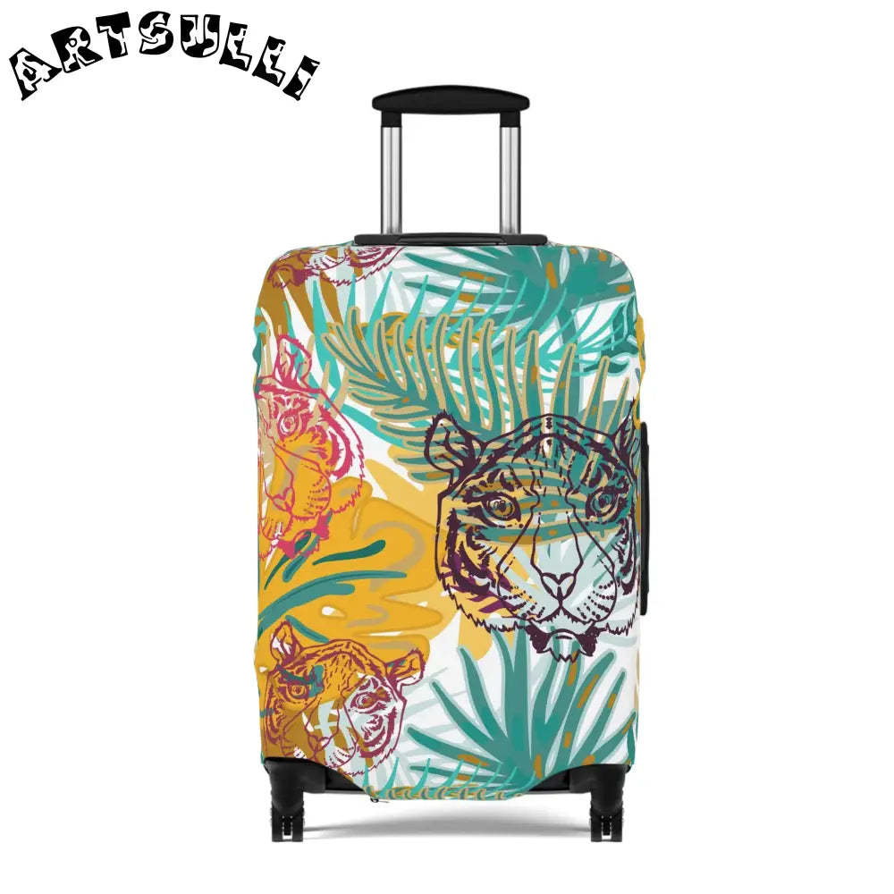 JAKKOUTTHEBXX Tropical Jungle Tigers Brown and Green Luggage Cover