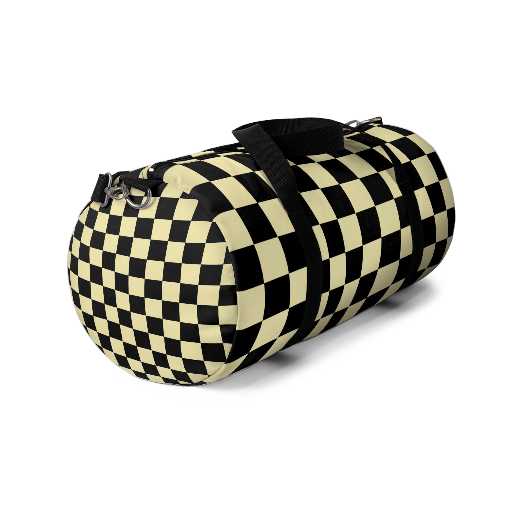 Checkerboard Black and Yellow Duffel Bag, Artsulli - Art is Long, Life is Short, Bags, , , , , , , 