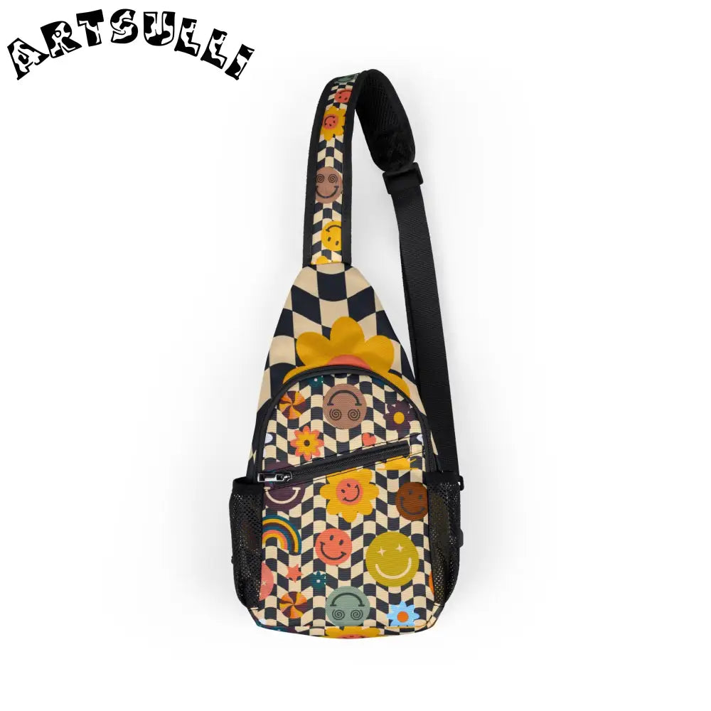 JAKKOUTTHEBXX Checkerboard Smiley Flower Chest Bag 2025