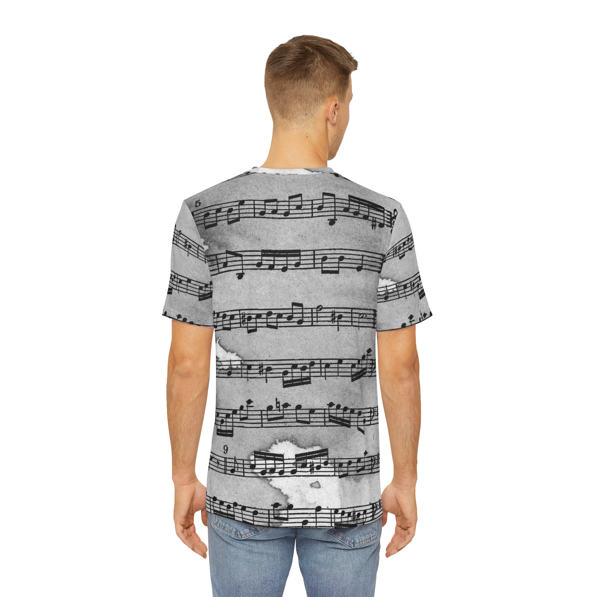 Drip Spill Type Beat Sheet Music Black Men's Polyester Tee (AOP), Artsulli - Art is Long, Life is Short, All Over Prints, , , , , , , 