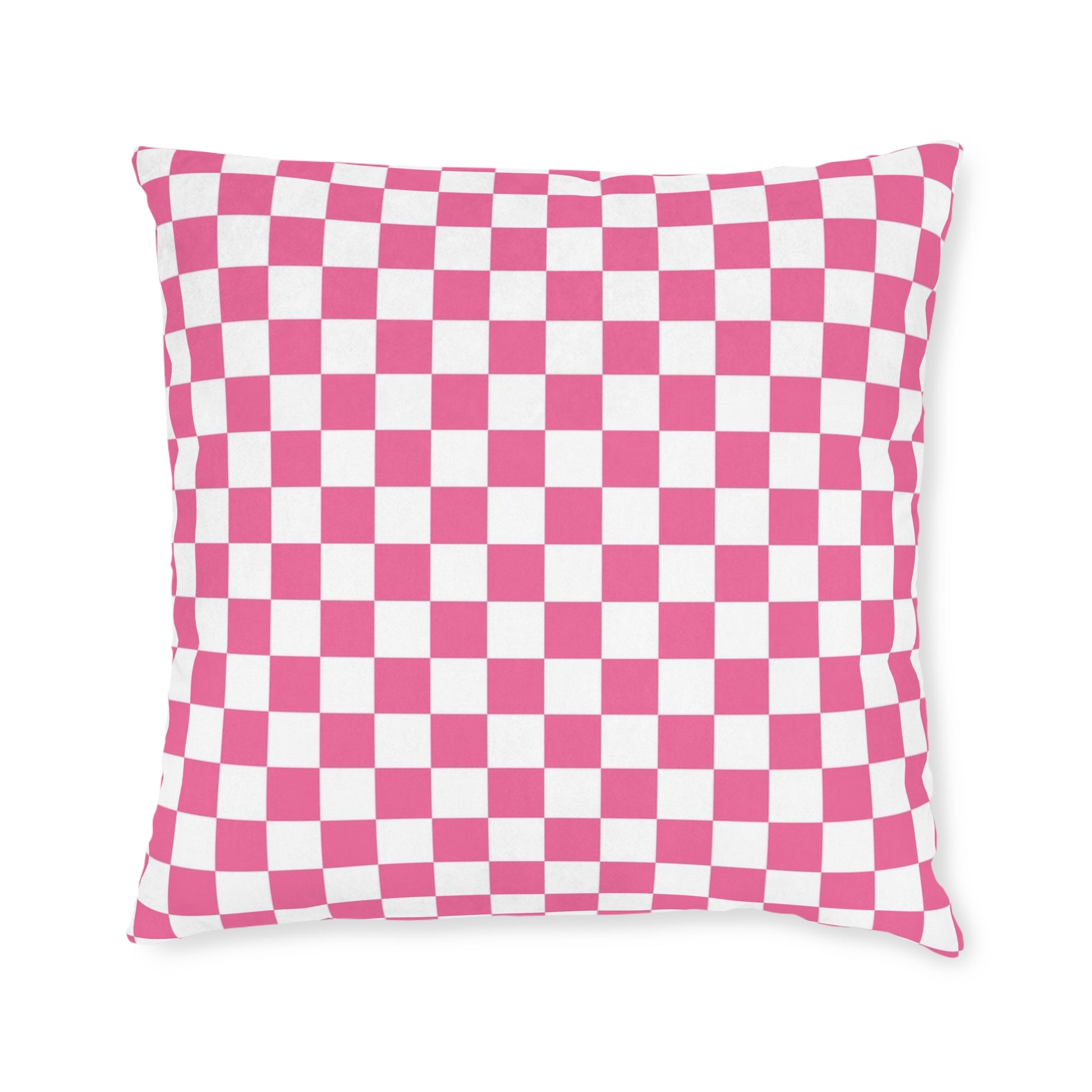 Yuyushiki Pink Check Square Pillow, Artsulli - Art is Long, Life is Short, Home Decor, Size, 22" × 22", , , , , 31804695773301984509