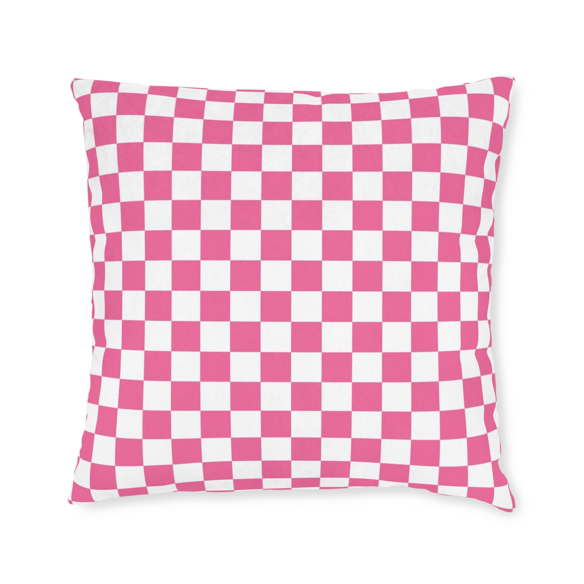 Yuyushiki Pink Check Square Pillow, Artsulli - Art is Long, Life is Short, Home Decor, Size, 22" × 22", , , , , 31804695773301984509