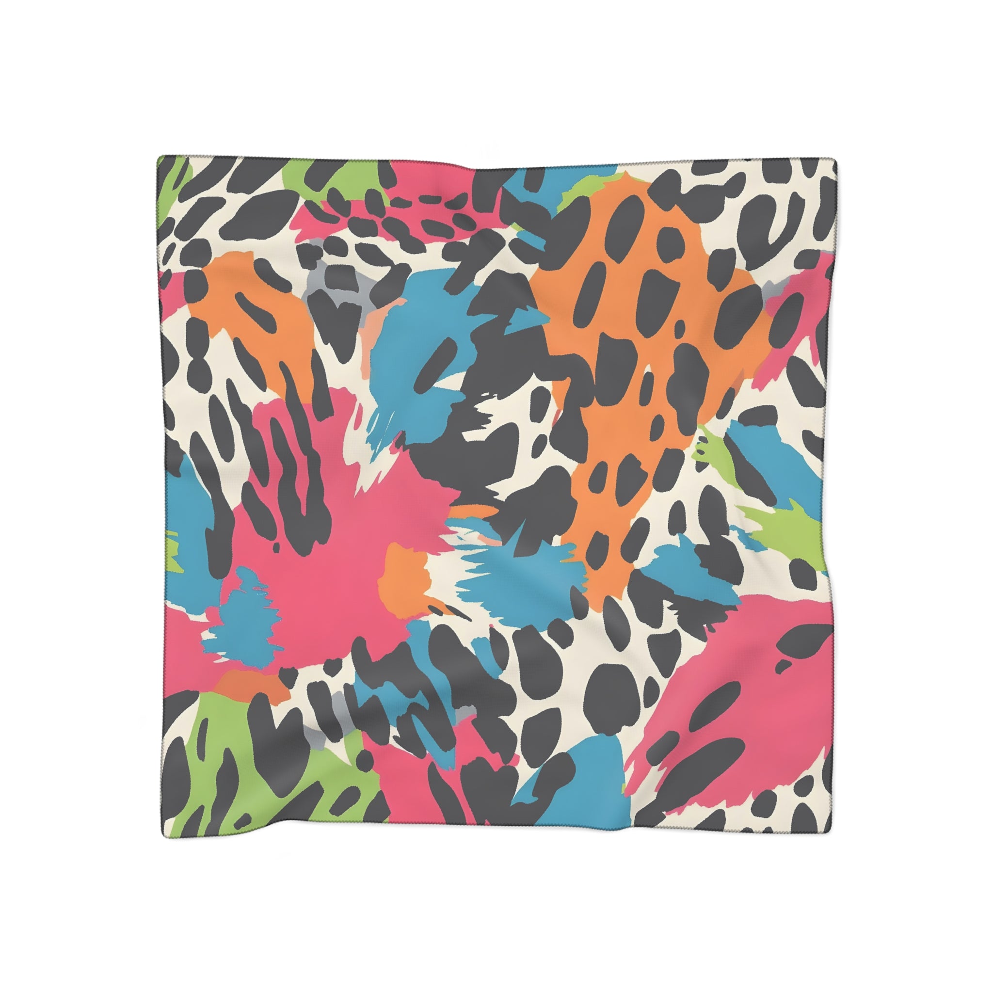 Wild Brush Strokes x Animal Print Multi-Color Poly Scarf, Artsulli - Art is Long, Life is Short, Accessories, Color, Poly chiffon, Size, 25" × 25", , , 43209475680639174663