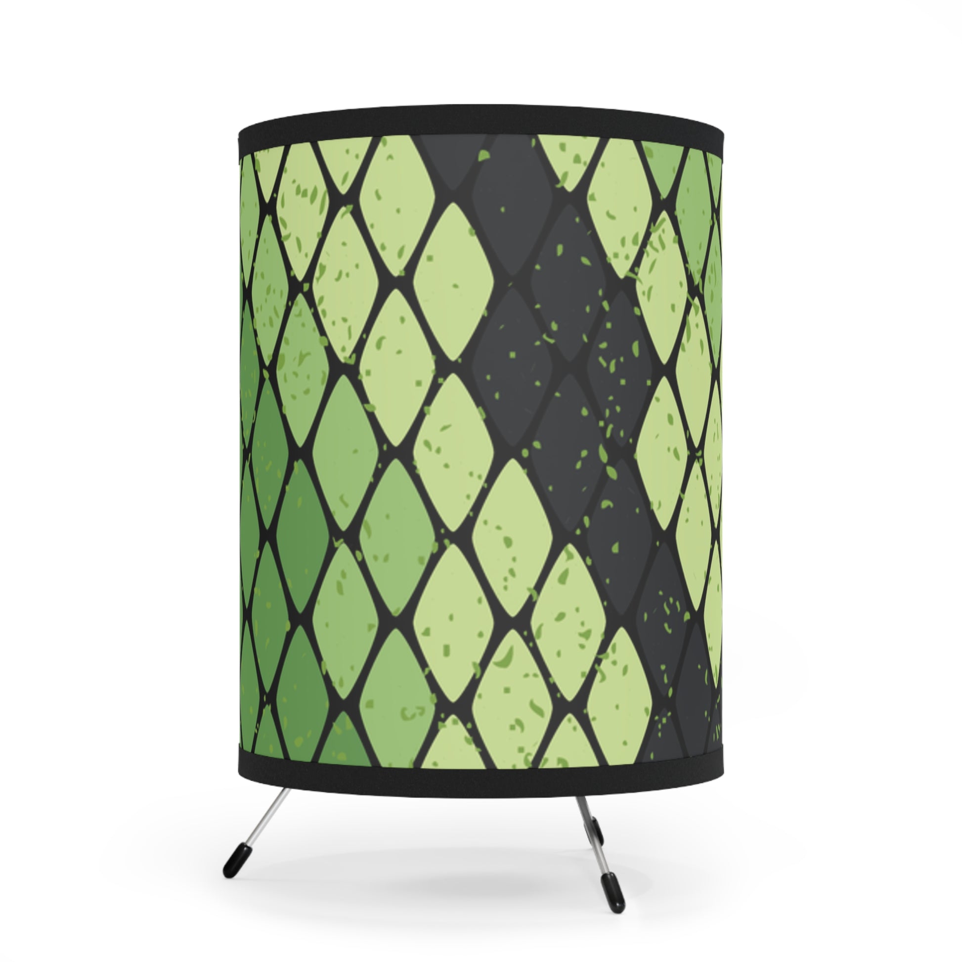 Snake Skin Green and Black Tripod Lamp with High-Res Printed Shade, US\CA plug, Artsulli - Art is Long, Life is Short, Home Decor, , , , , , , 