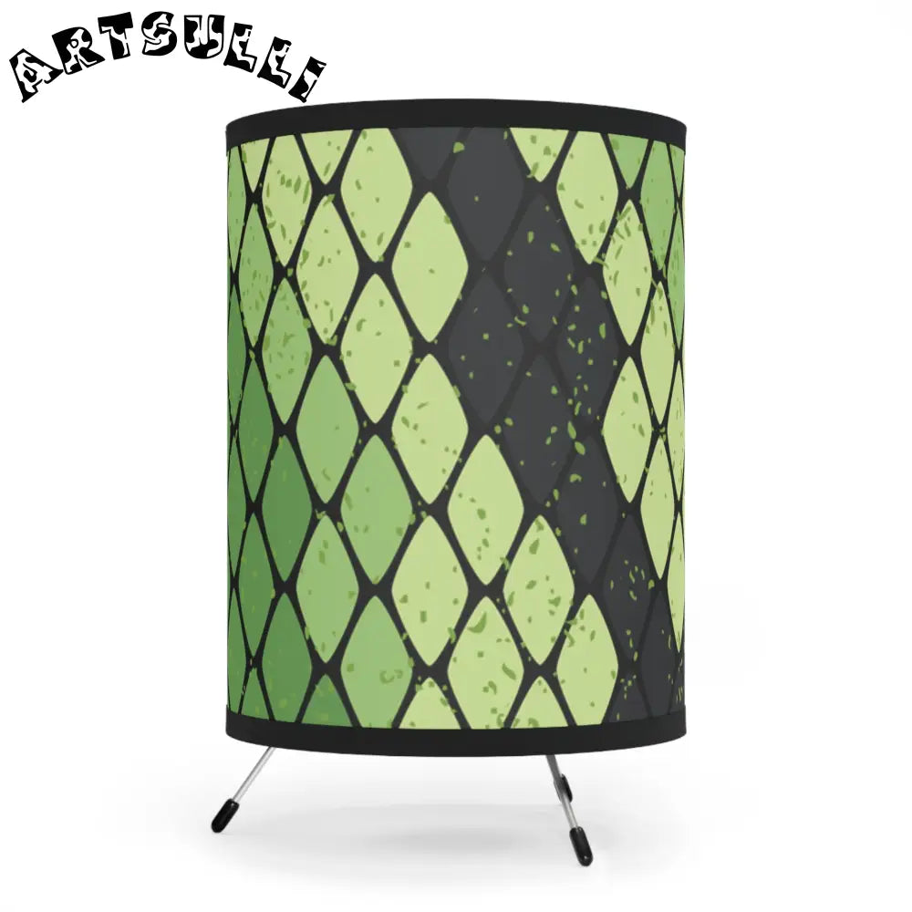 JAKKOUTTHEBXX Snake Skin Green and Black Tripod Lamp with High-Res