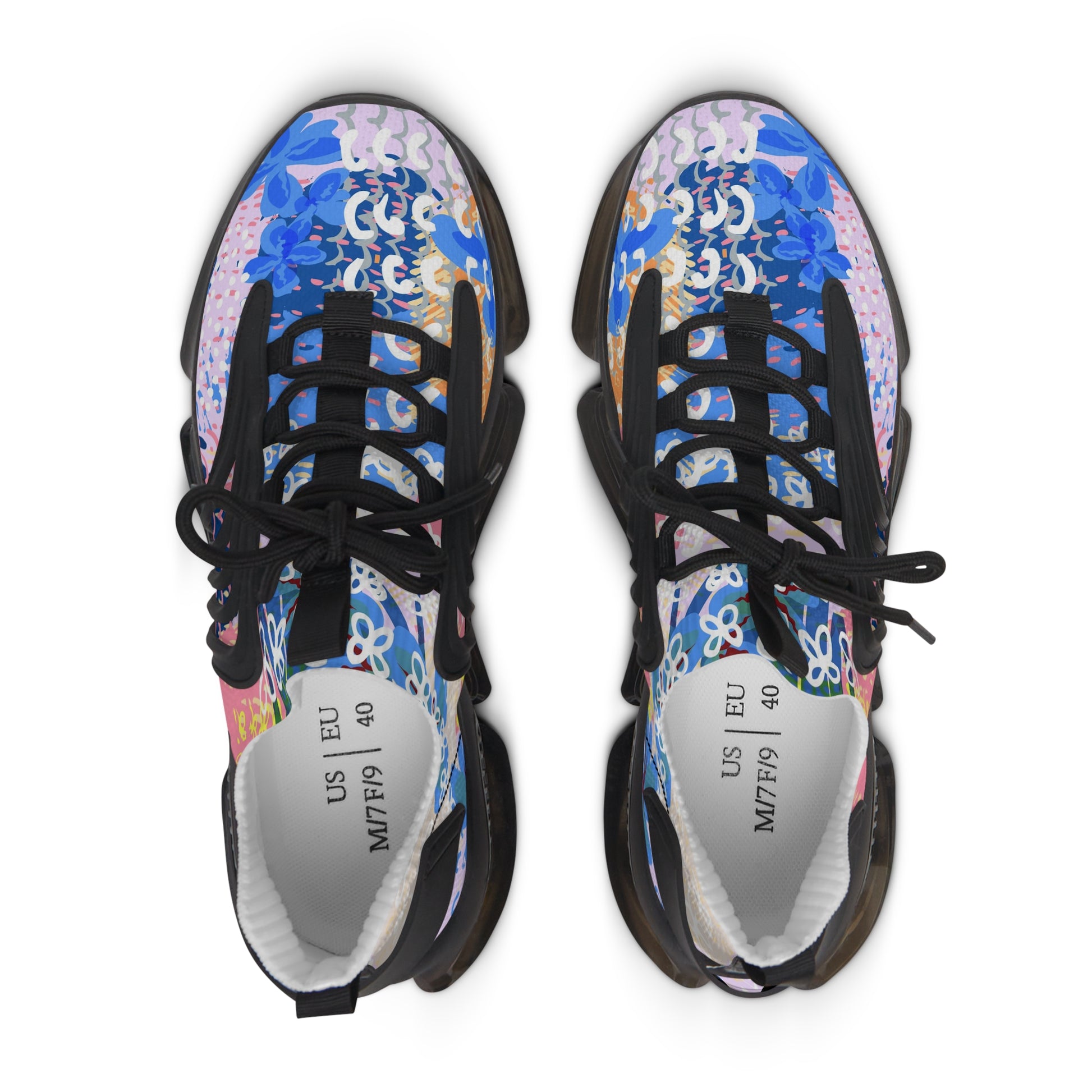 Flowers x Doodles x Hearts Multi-Color Women's Mesh Sneakers, Artsulli - Art is Long, Life is Short, Shoes, , , , , , , 
