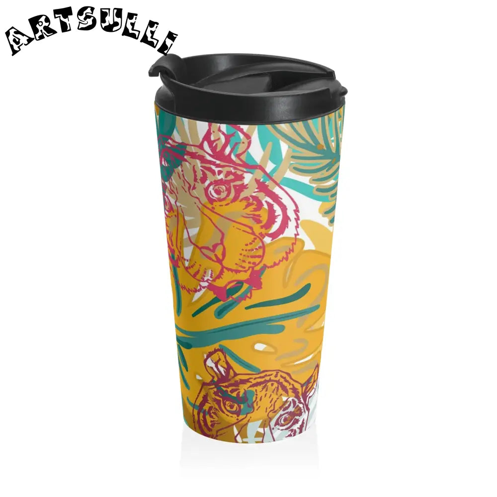 JAKKOUTTHEBXX Tropical Jungle Tigers Brown and Green Stainless Steel