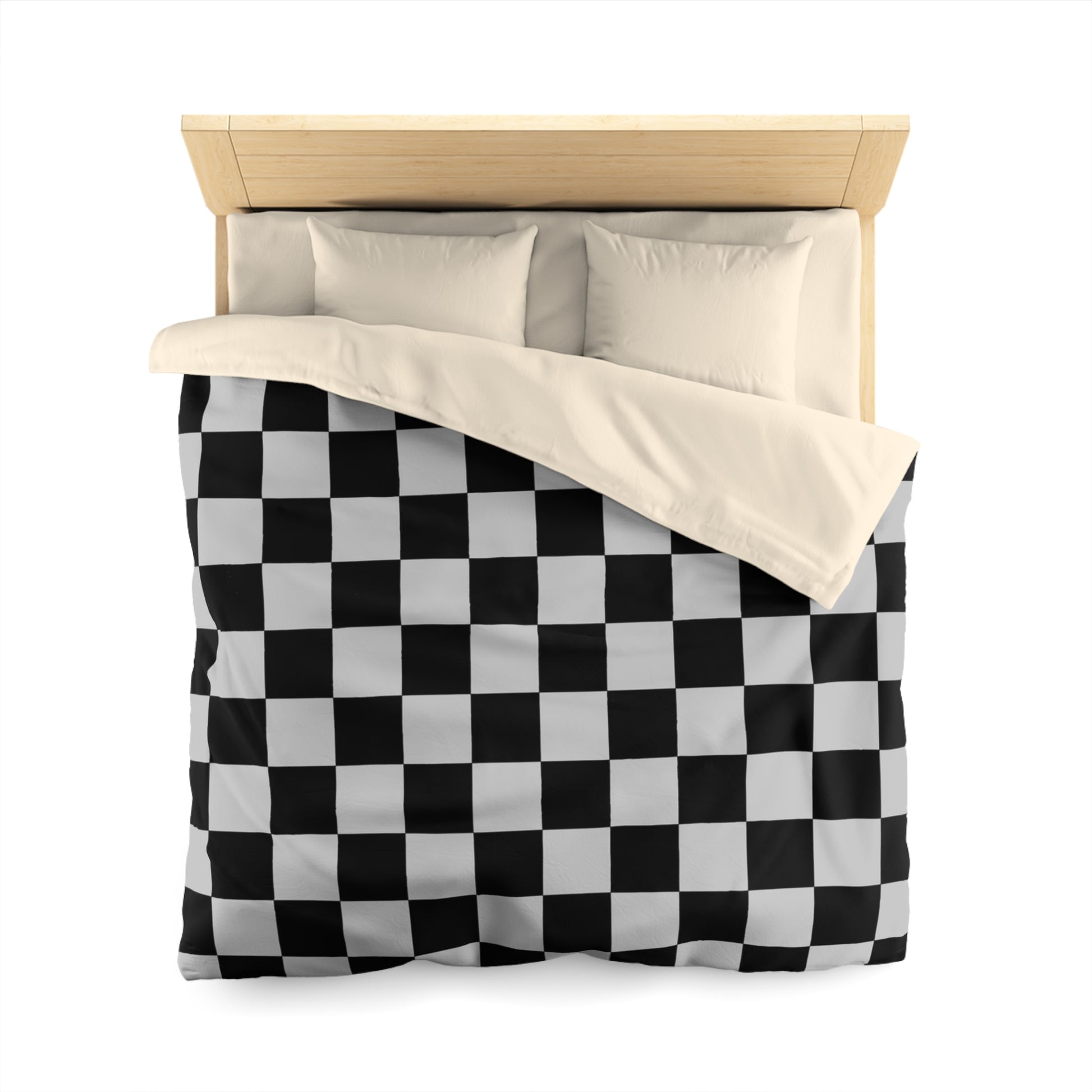 Checkerboard Dada Black and Light Gray Microfiber Duvet Cover, Artsulli - Art is Long, Life is Short, Home Decor, , , , , , , 