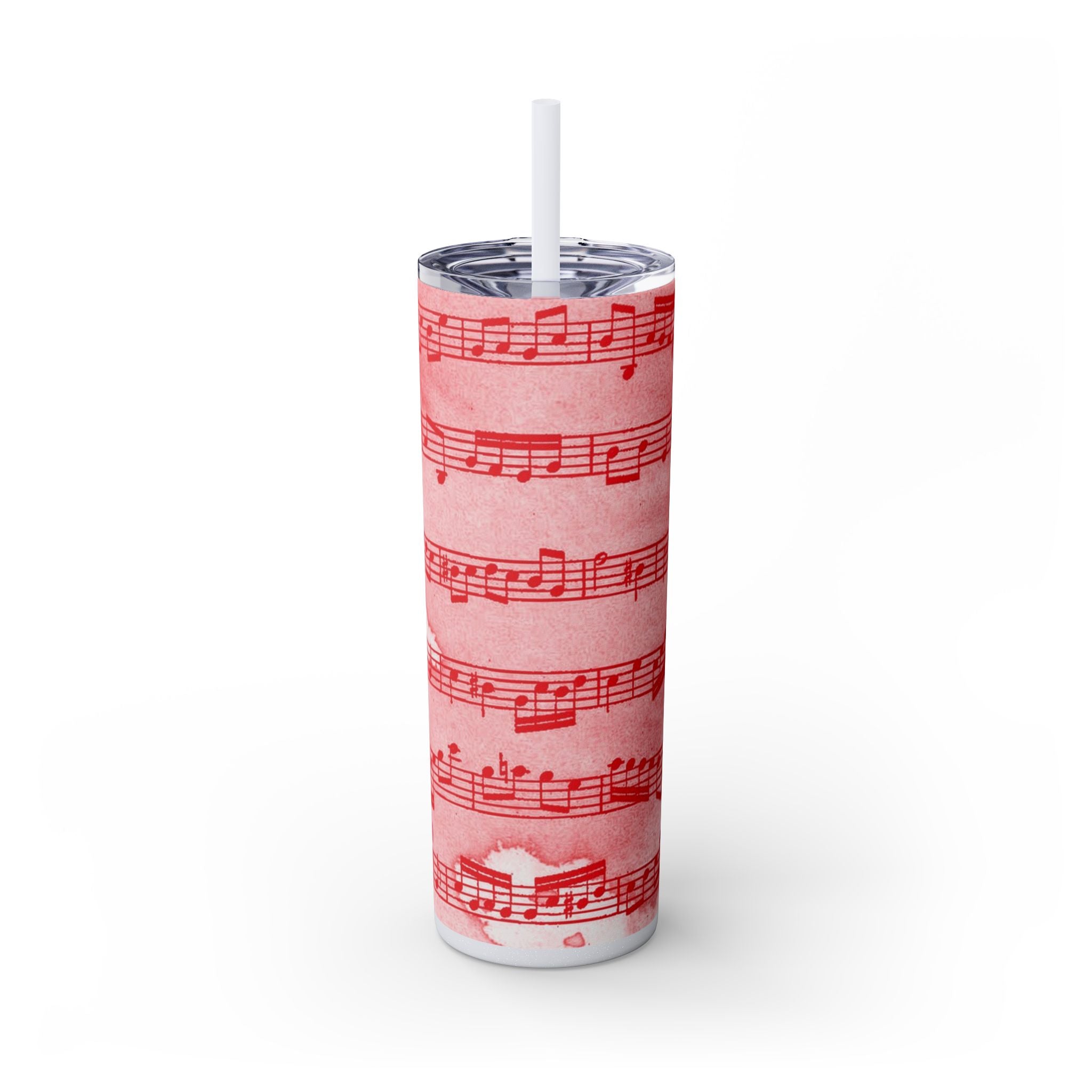 Drip Spill Type Beat Sheet Music Red Skinny Tumbler with Straw, 20oz, Artsulli - Art is Long, Life is Short, Mug, Finish, Glossy, Color, Glitter Iceberg, Size, 20oz, 33140510698198528043