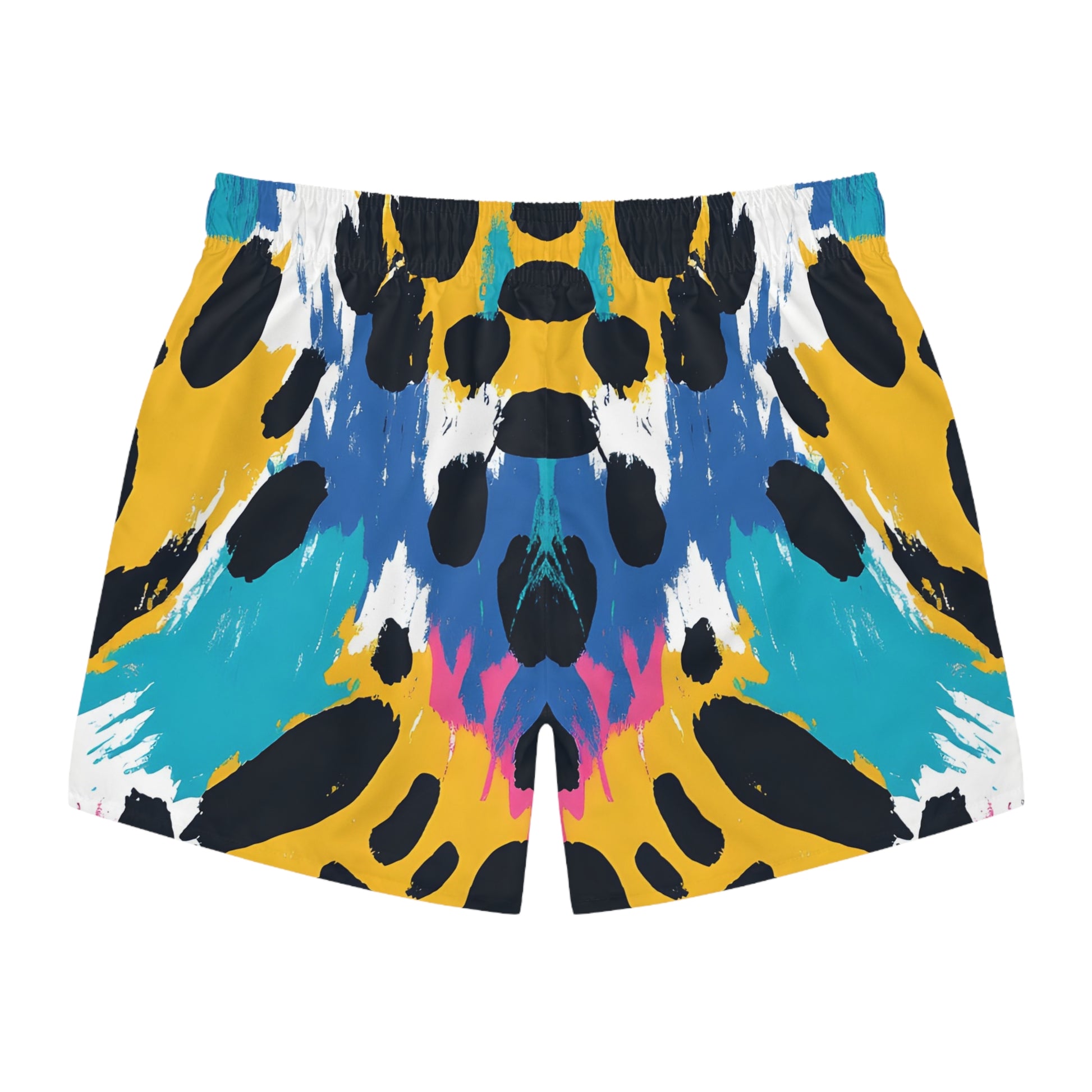 Leopard Print x Paint Brush Strokes Multi-Color Swim Trunks (AOP), Artsulli - Art is Long, Life is Short, All Over Prints, , , , , , , 