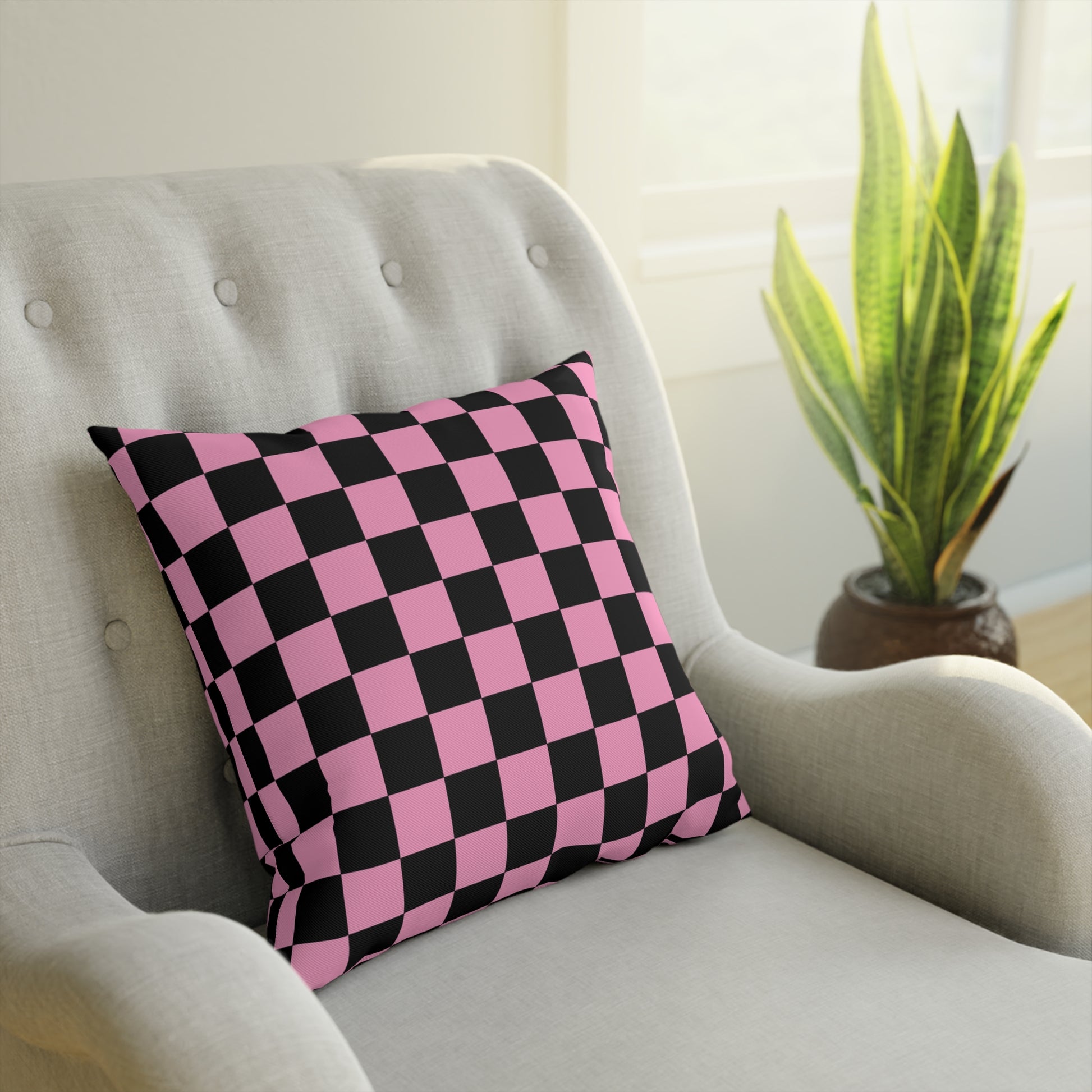 Checkerboard Black and Pink Cushion, Artsulli - Art is Long, Life is Short, Home Decor, , , , , , , 