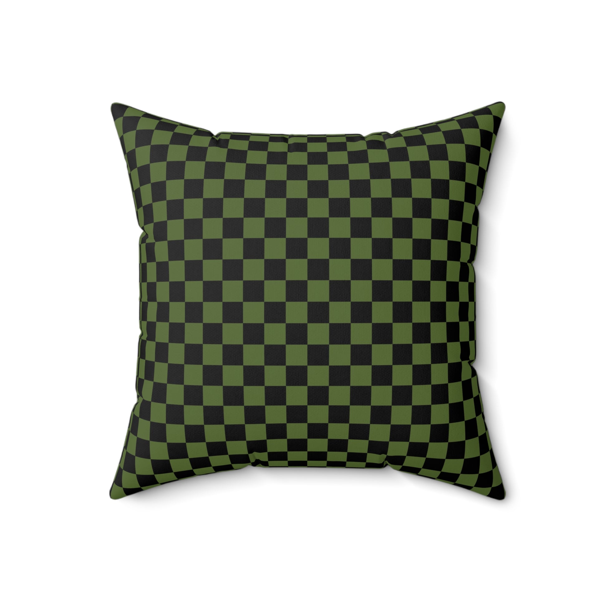 Checkerboard Olive Green and Black Spun Polyester Square Pillow, Artsulli - Art is Long, Life is Short, Home Decor, , , , , , , 