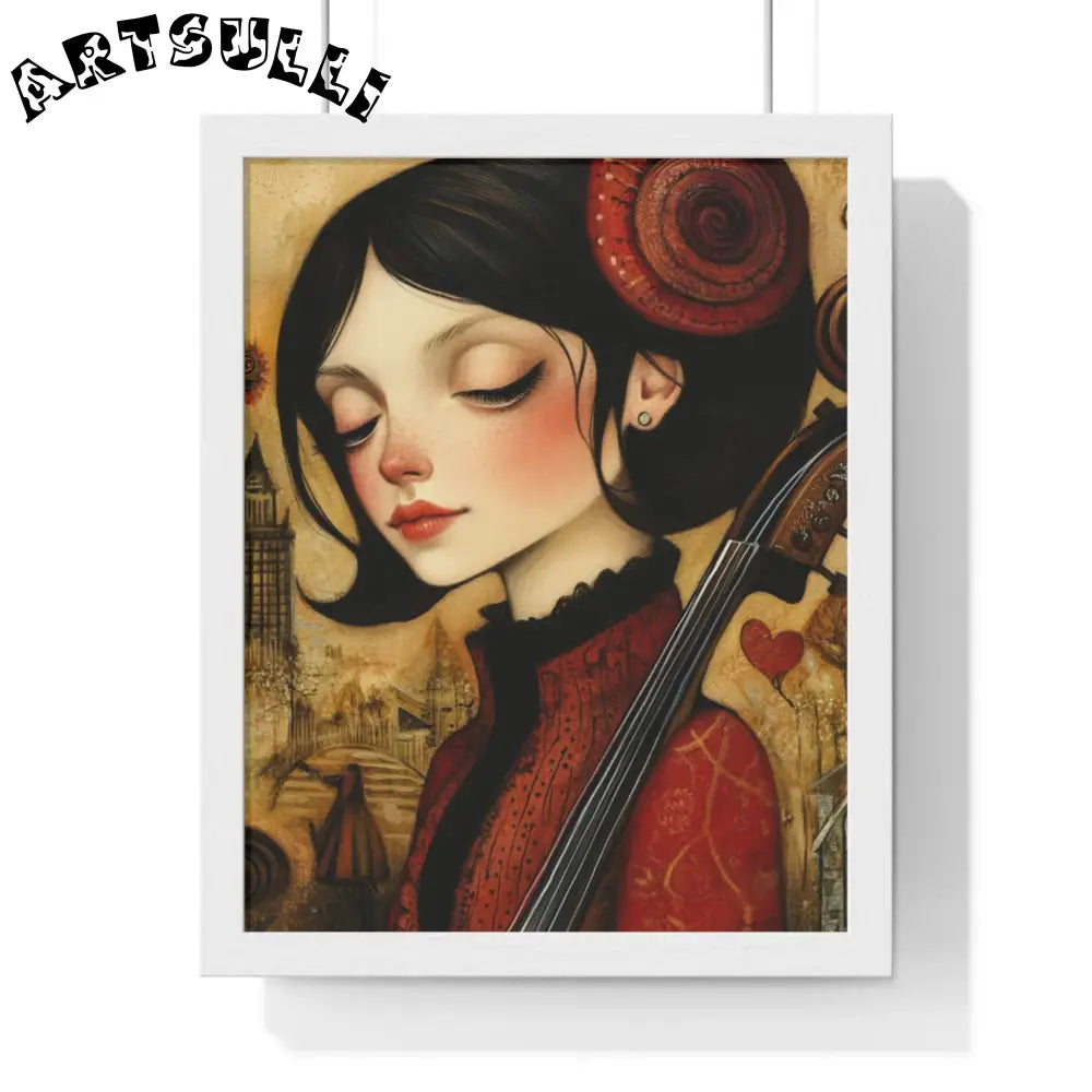 JAKKOUTTHEBXX Dark Haired Woman Playing Instrument Framed Poster 2025