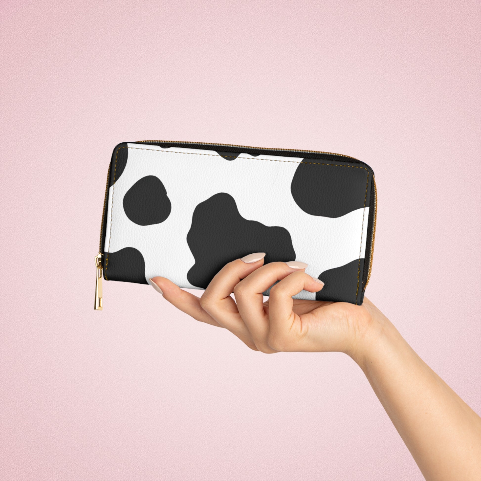 Cow Print Focus Zipper Wallet, Artsulli - Art is Long, Life is Short, Accessories, , , , , , , 