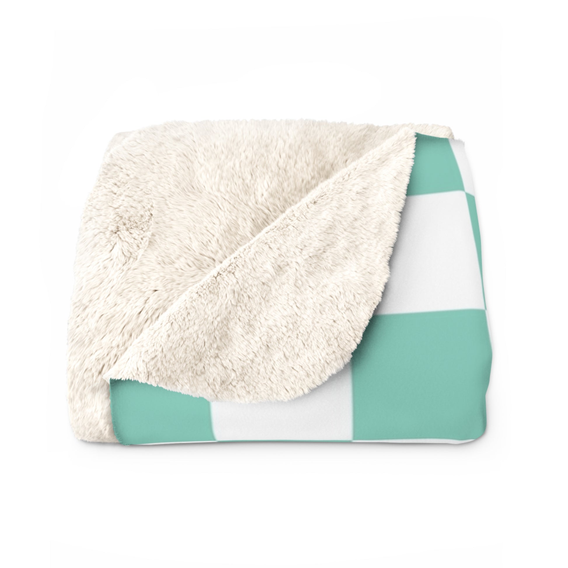 Checkerboard Light Green Sherpa Fleece Blanket, Artsulli - Art is Long, Life is Short, Home Decor, , , , , , , 