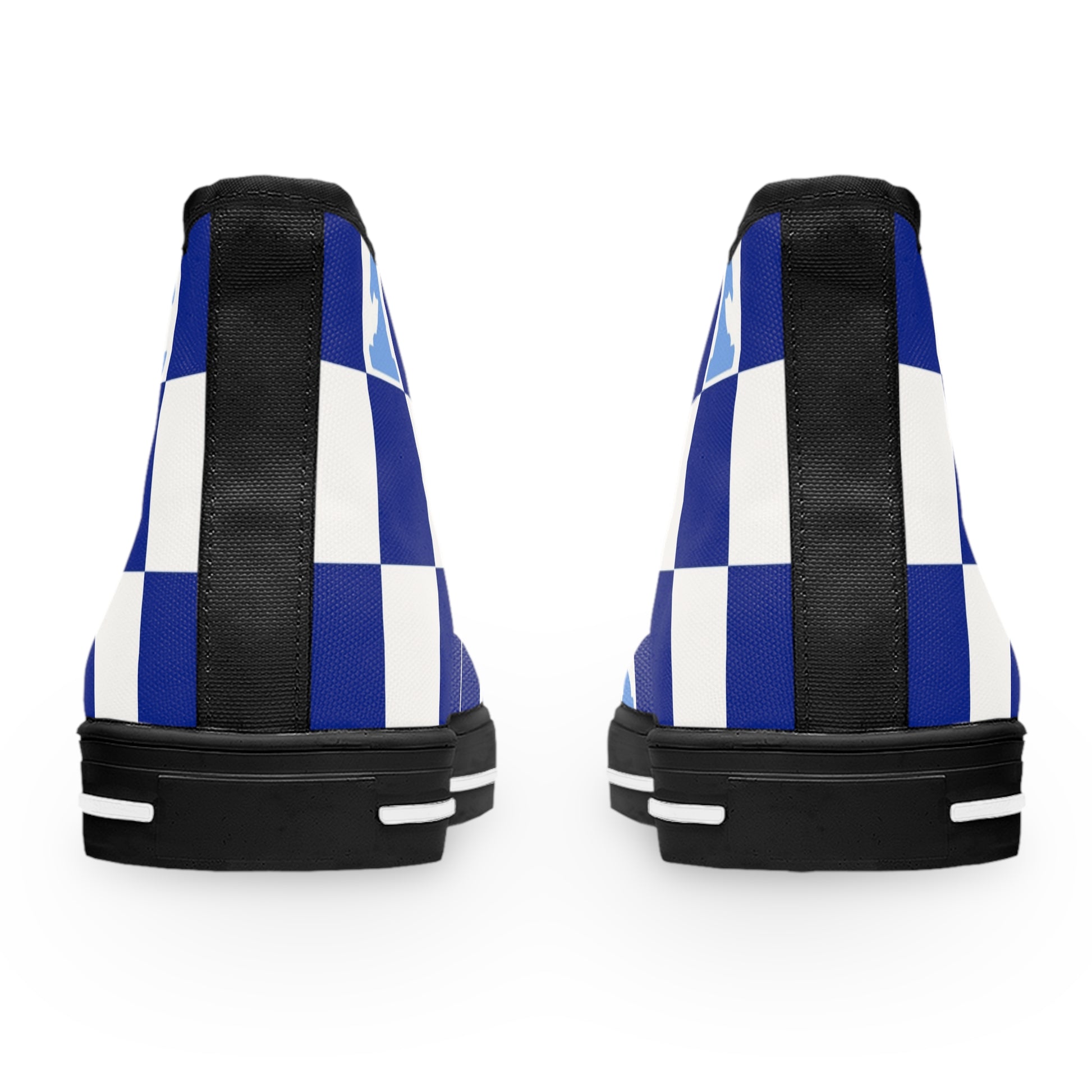 Chessboard Navy Blue Women's High Top Sneakers, Artsulli - Art is Long, Life is Short, Shoes, , , , , , , 