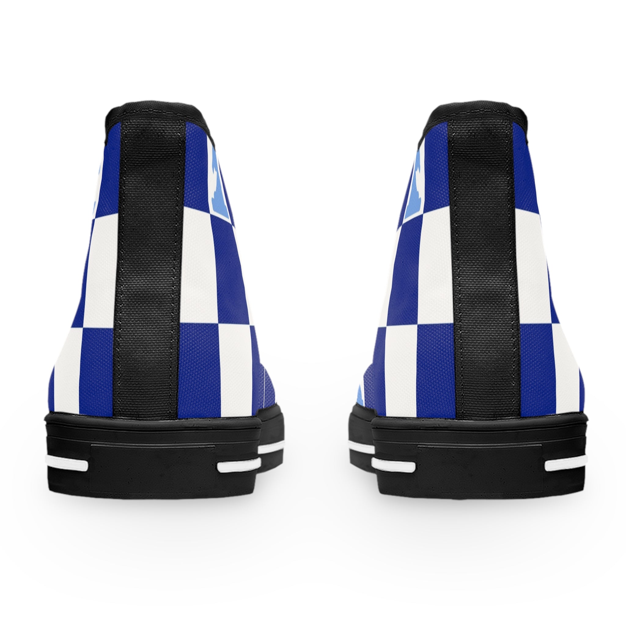 Chessboard Navy Blue Women's High Top Sneakers, Artsulli - Art is Long, Life is Short, Shoes, , , , , , , 