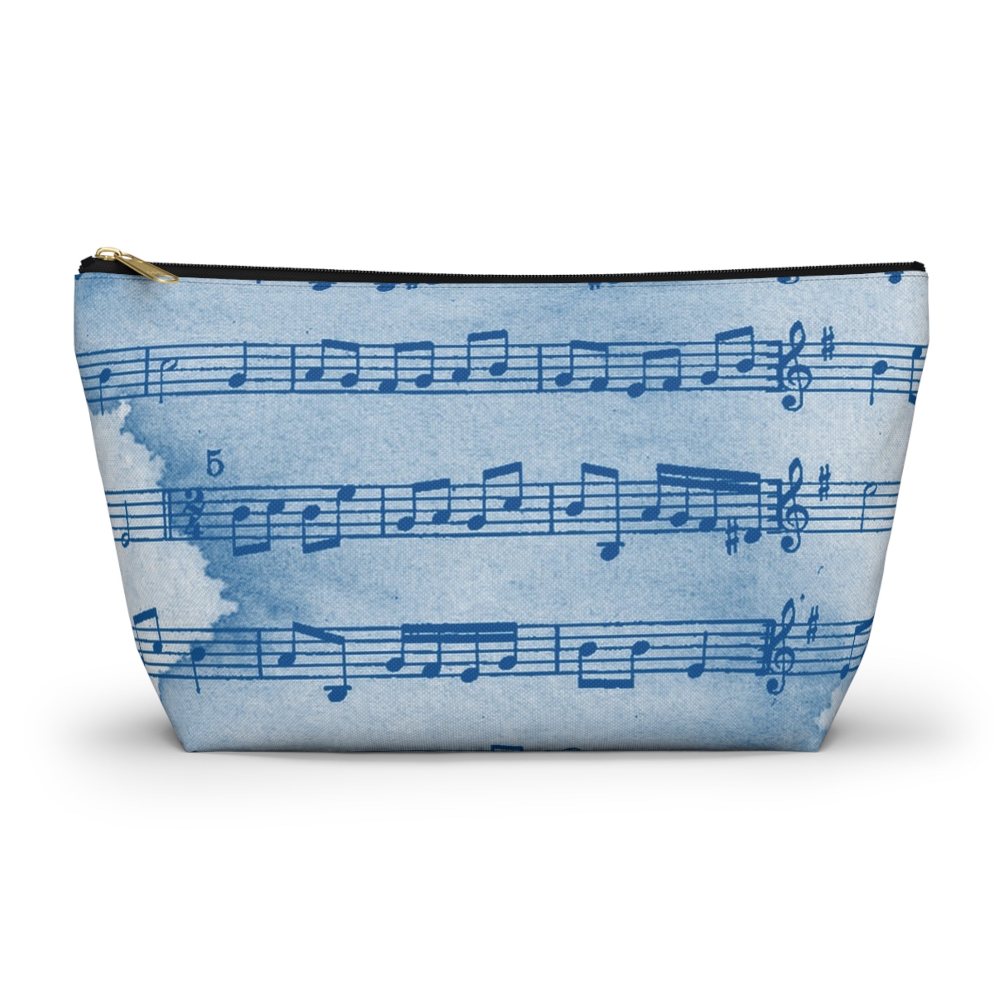 Drip Spill Type Beat Sheet Music Blue Accessory Pouch w T-bottom, Artsulli - Art is Long, Life is Short, Bags, Size, Large, Color, Black zipper, , , 14011320850735537212