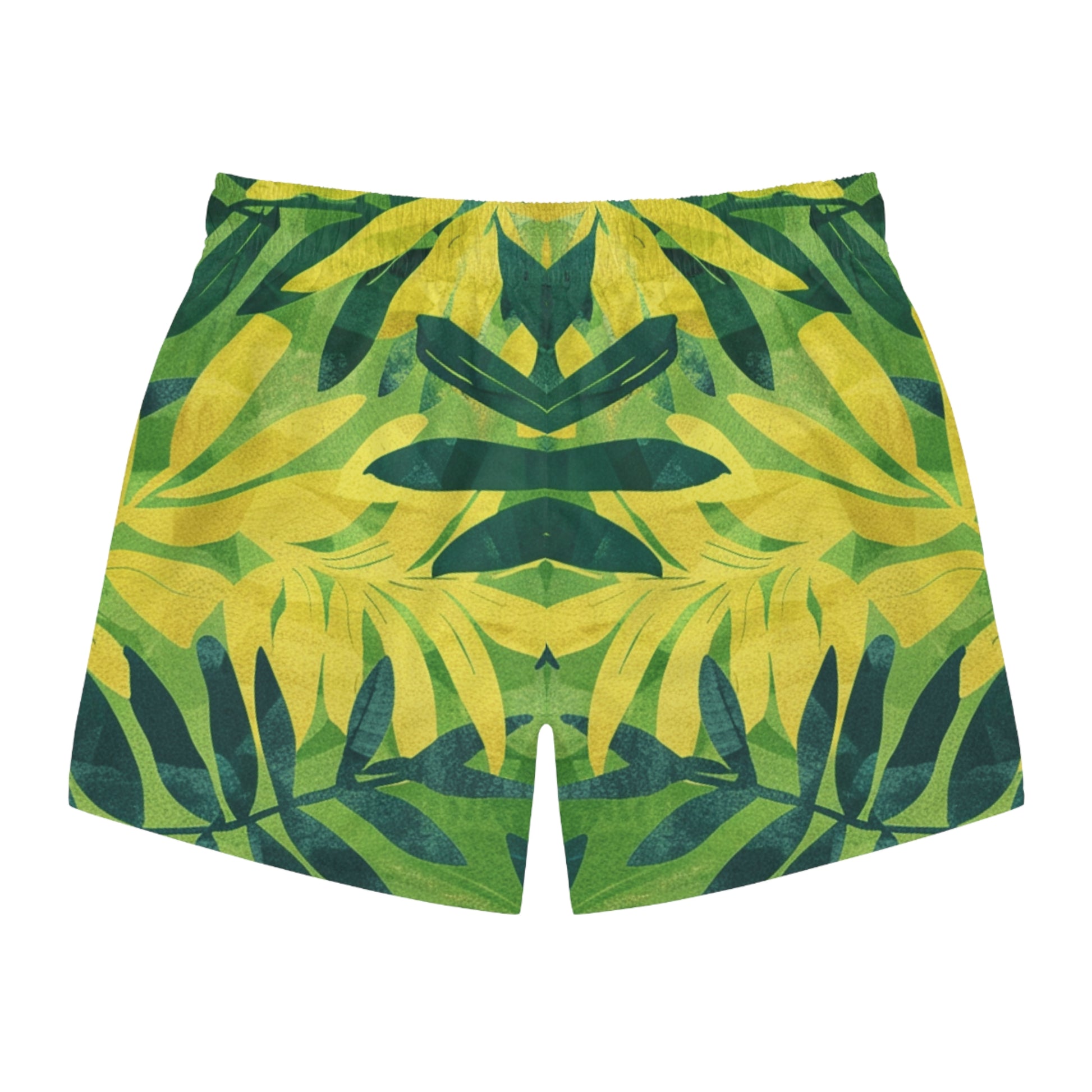 Green Leaf x Yellow Leaf x Tropical x Jungle Swim Trunks (AOP), Artsulli - Art is Long, Life is Short, All Over Prints, , , , , , , 