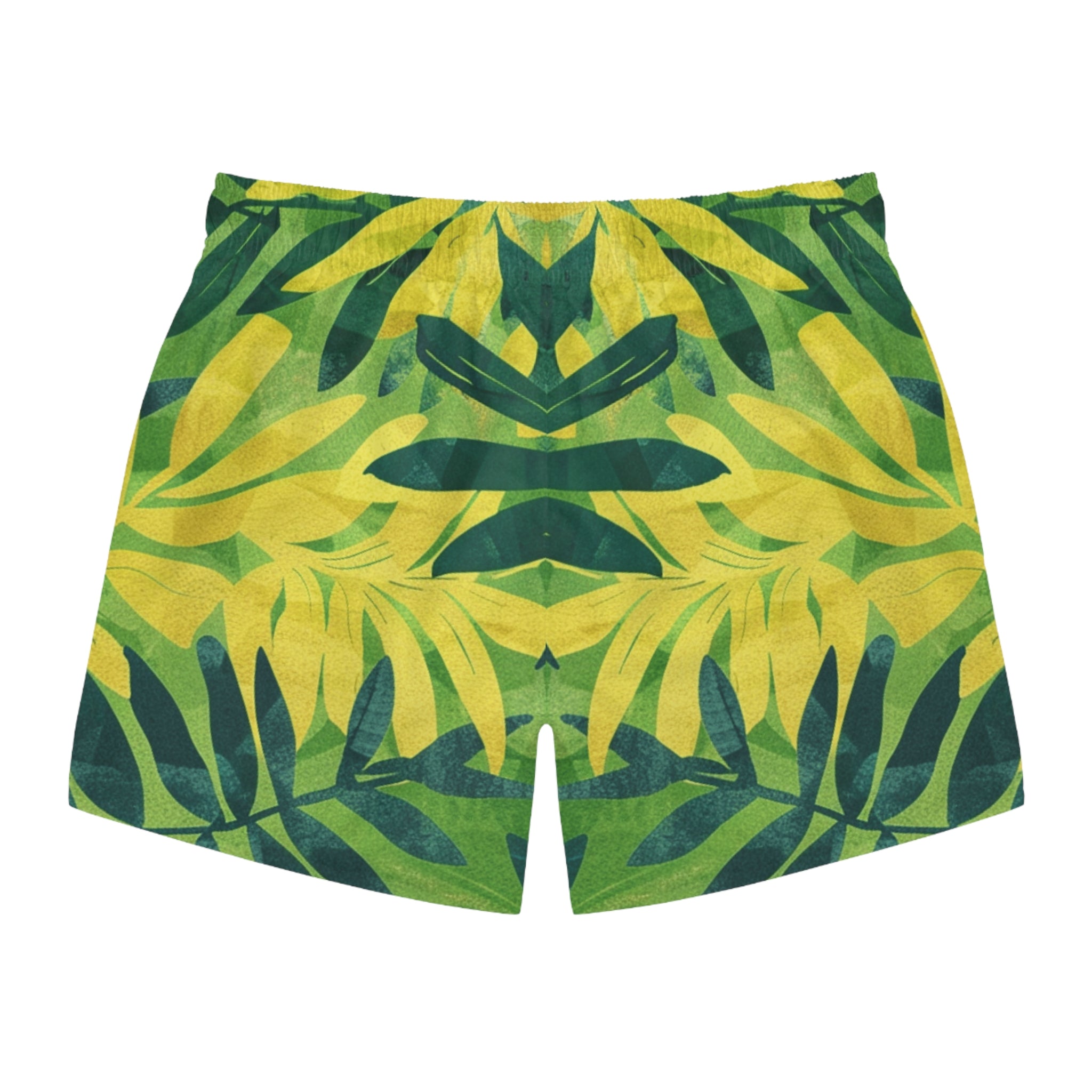 Green Leaf x Yellow Leaf x Tropical x Jungle Swim Trunks (AOP), Artsulli - Art is Long, Life is Short, All Over Prints, , , , , , , 